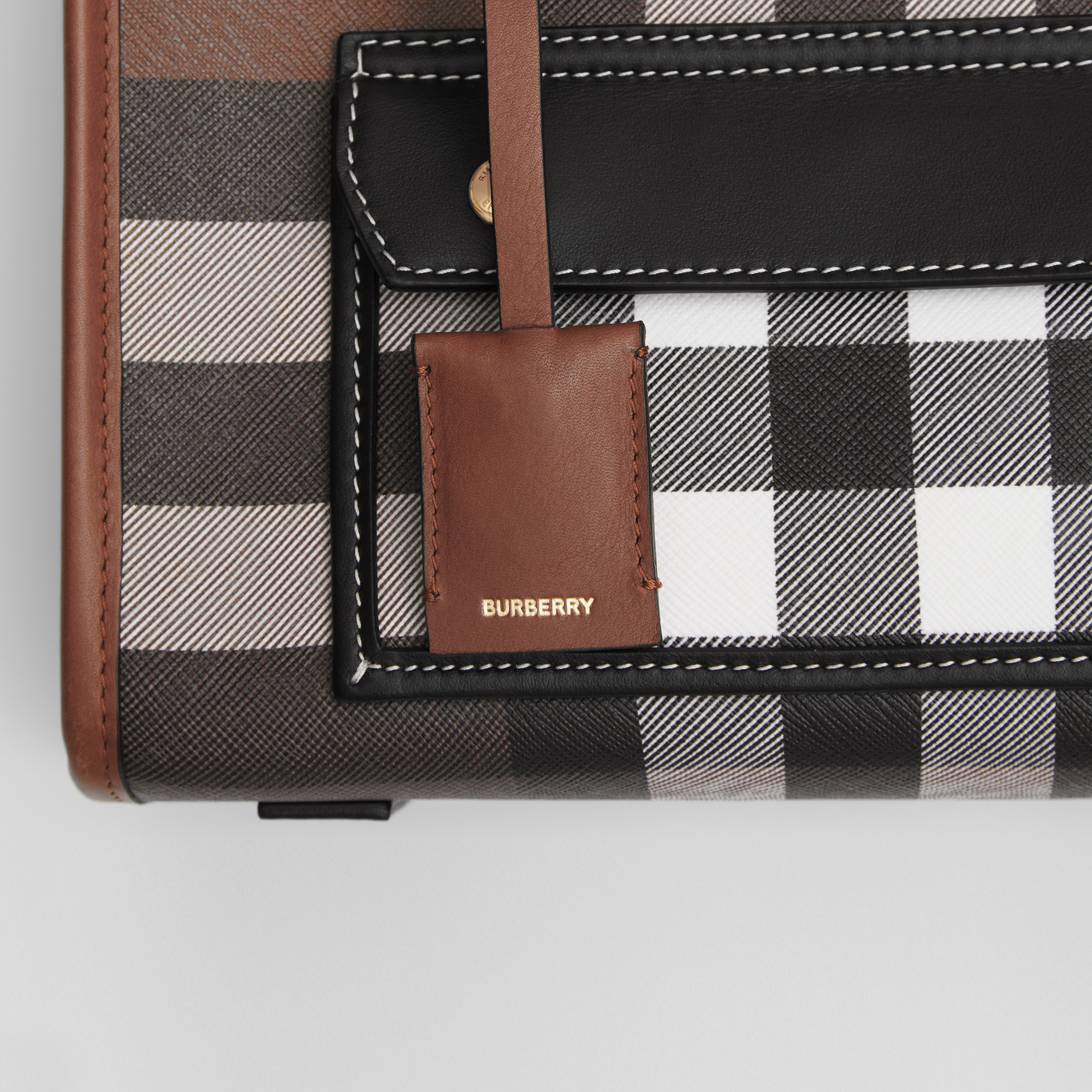 Check and Leather Mini Freya Tote in Dark Birch Brown - Women | Burberry® Official - 2