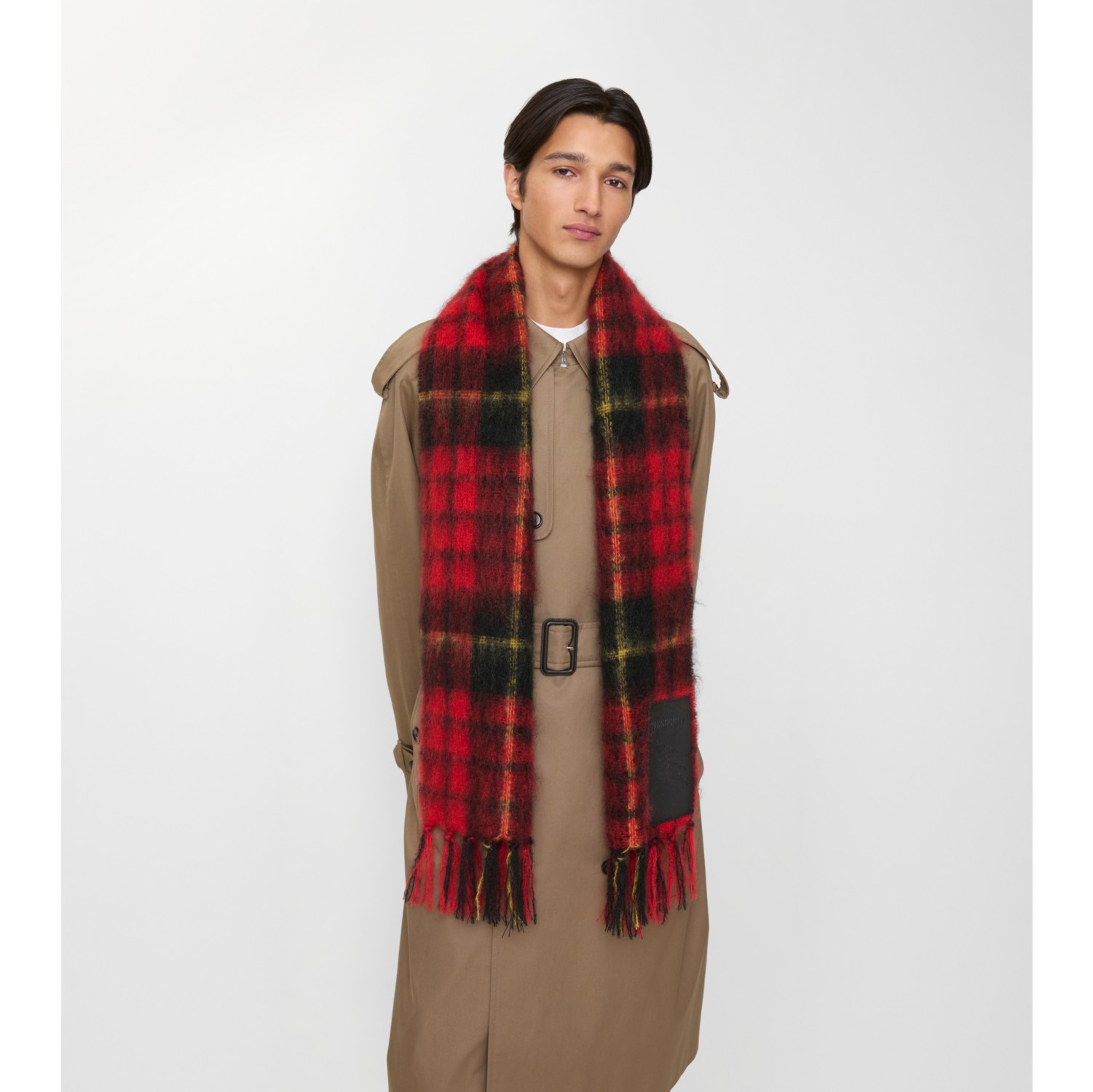 Check Mohair Wool Scarf