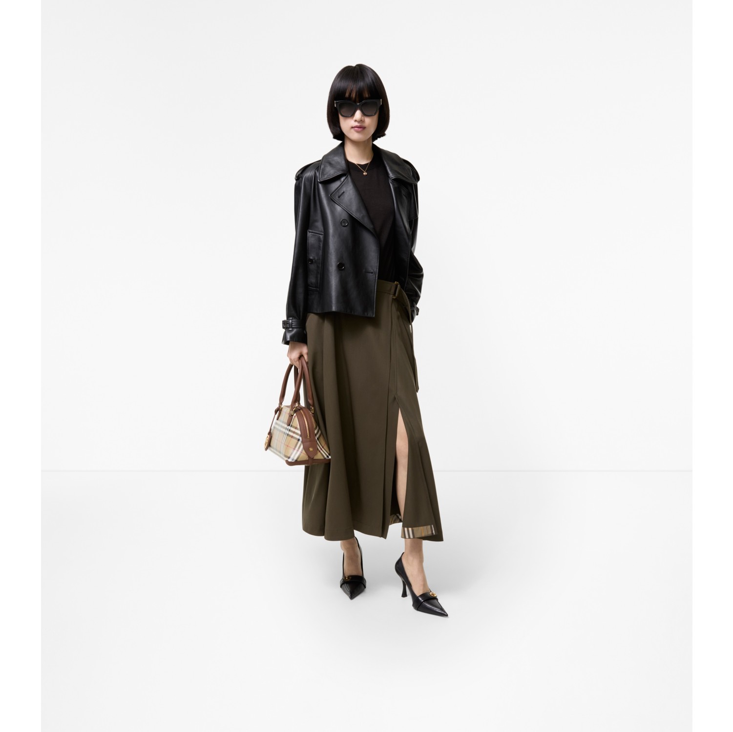 Wool Twill Midi Skirt