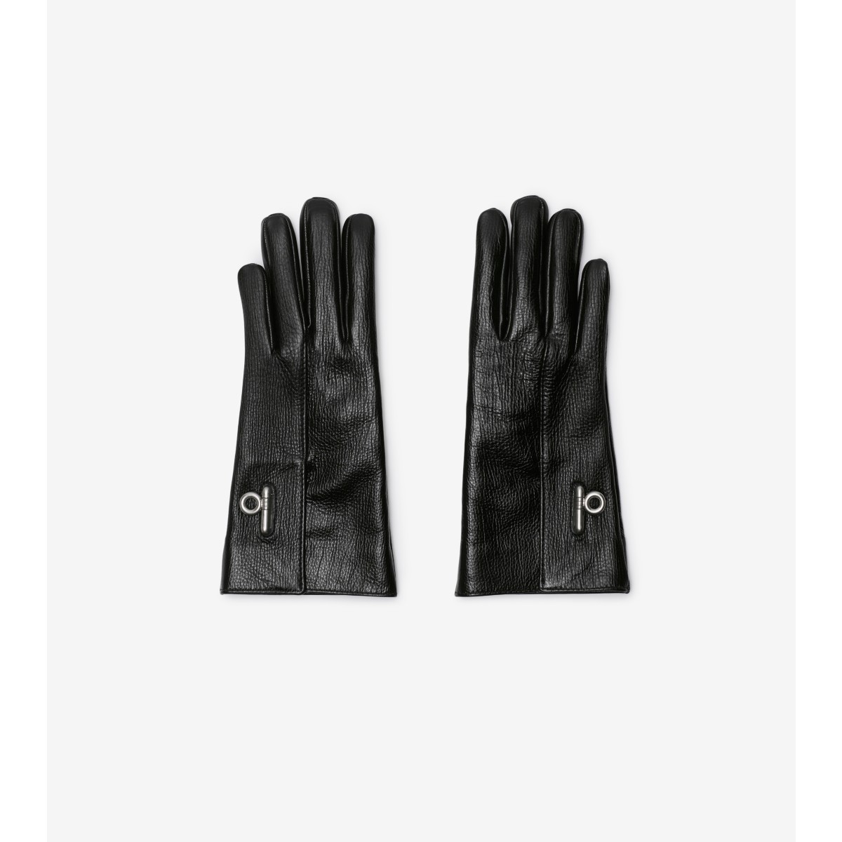 Shop Burberry Leather Gloves In Black