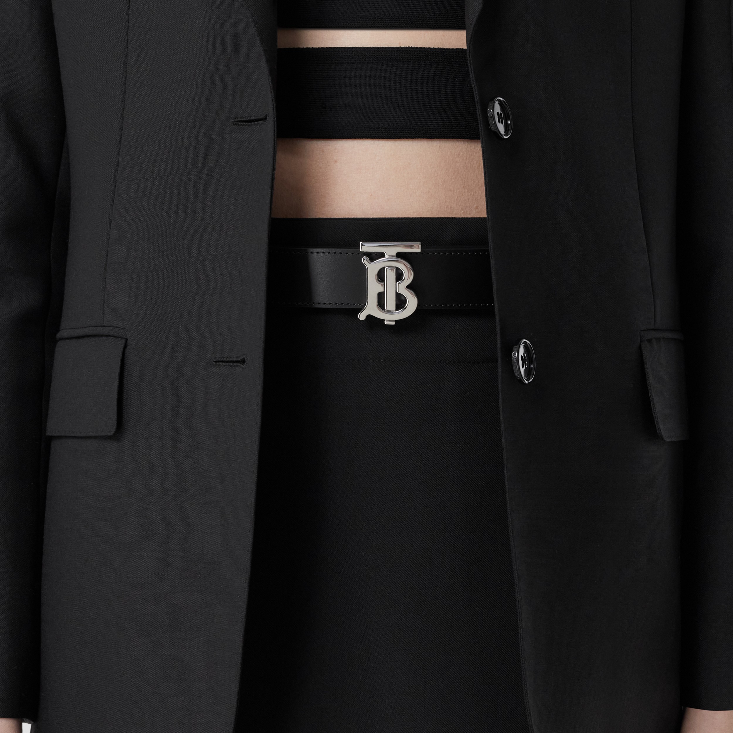 Leather Reversible TB Belt in Black/tan/silver - Women | Burberry® Official - 3