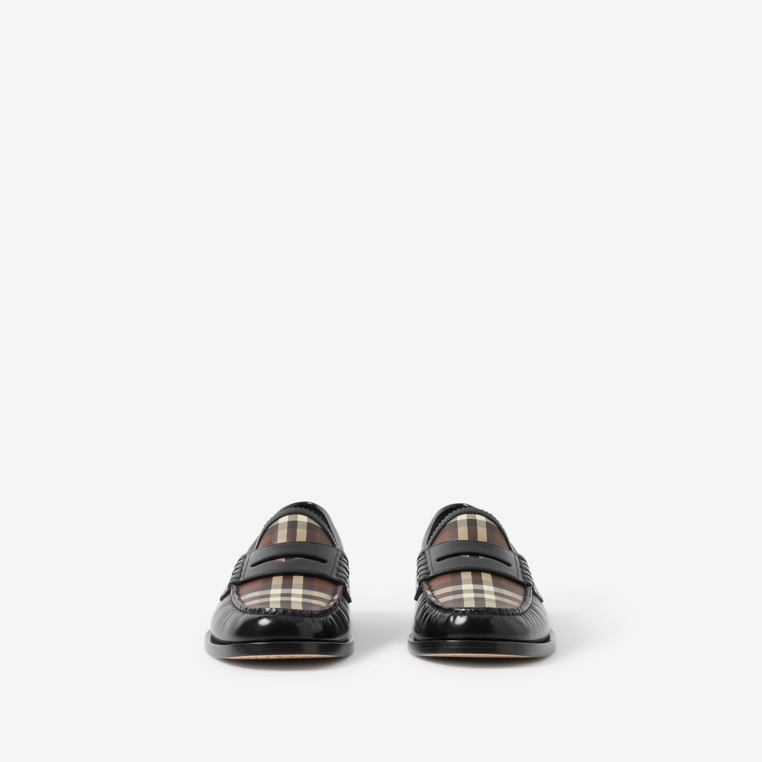 Mocassins Penny Loafers en cuir et Check (Noir) - Femme | Site officiel Burberry®