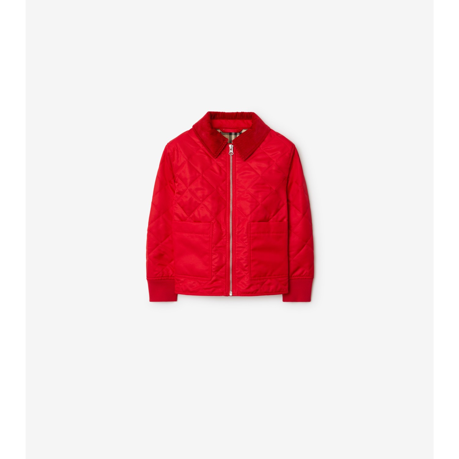 Red quilted cheap burberry jacket