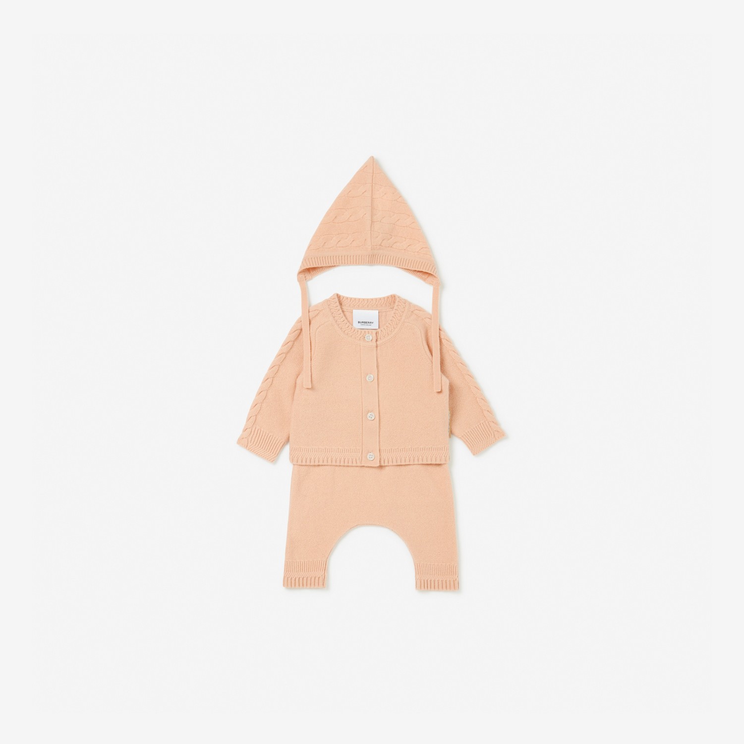 羊绒三件套婴儿礼品套装 (浅蜜桃色) - 儿童 | Burberry® 博柏利官网