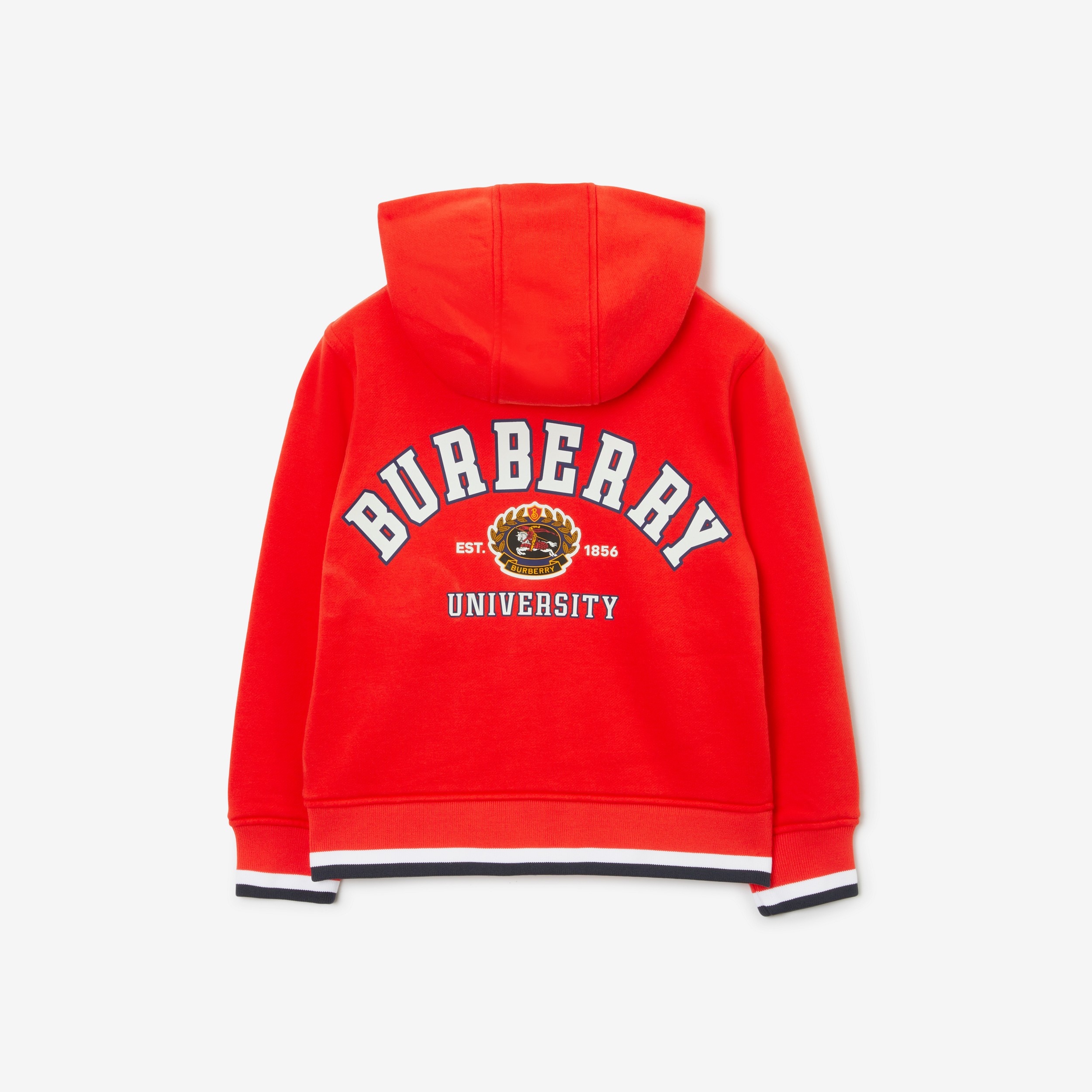 Sudadera con capucha y cremallera en algodón con motivo universitario (Rojo Penetrante) | Burberry® oficial - 2