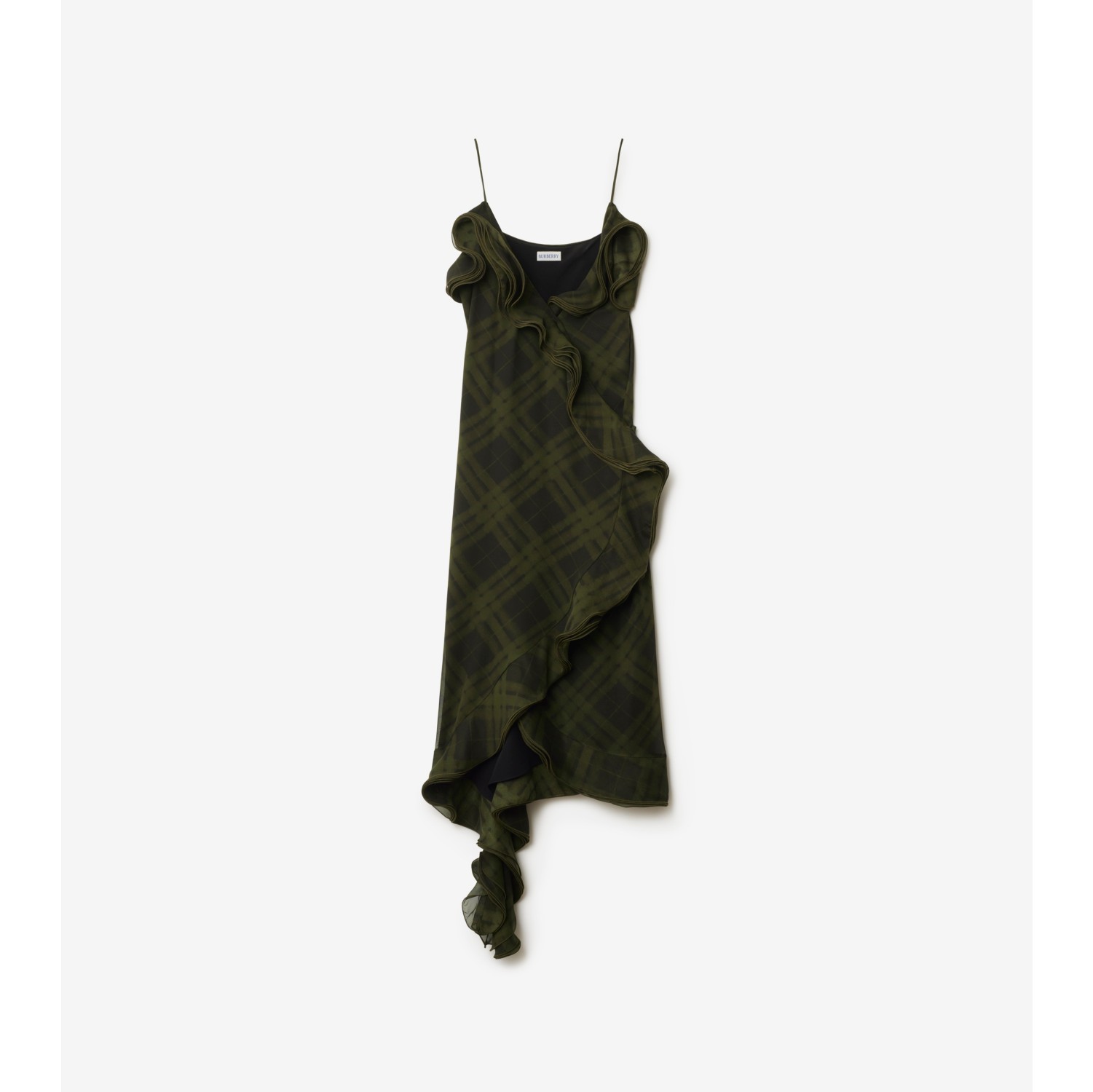 Robe portefeuille en soie Check