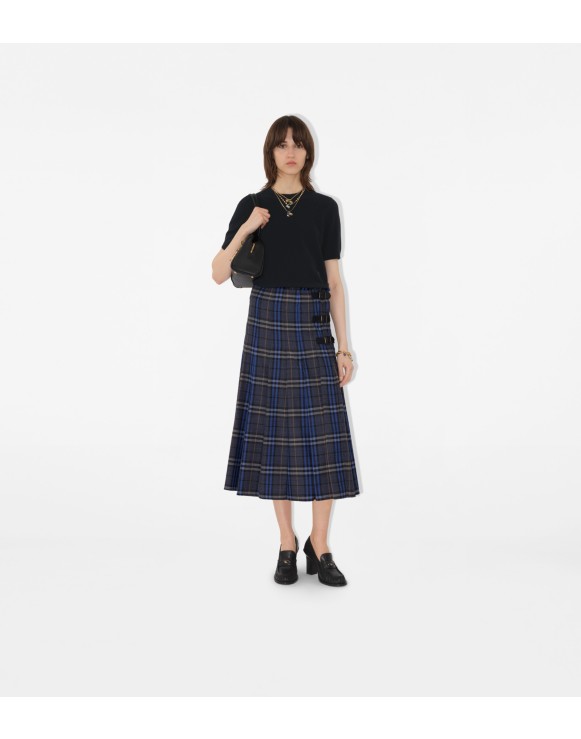 Check Wool Midi Kilt