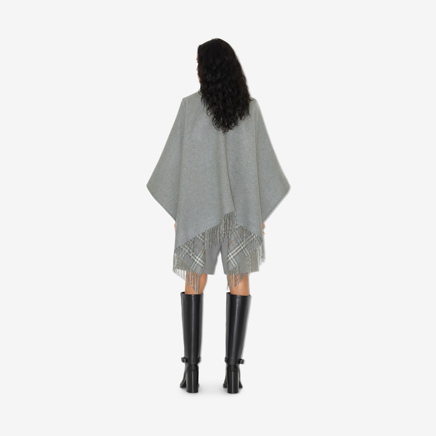 Check Wool Reversible Cape