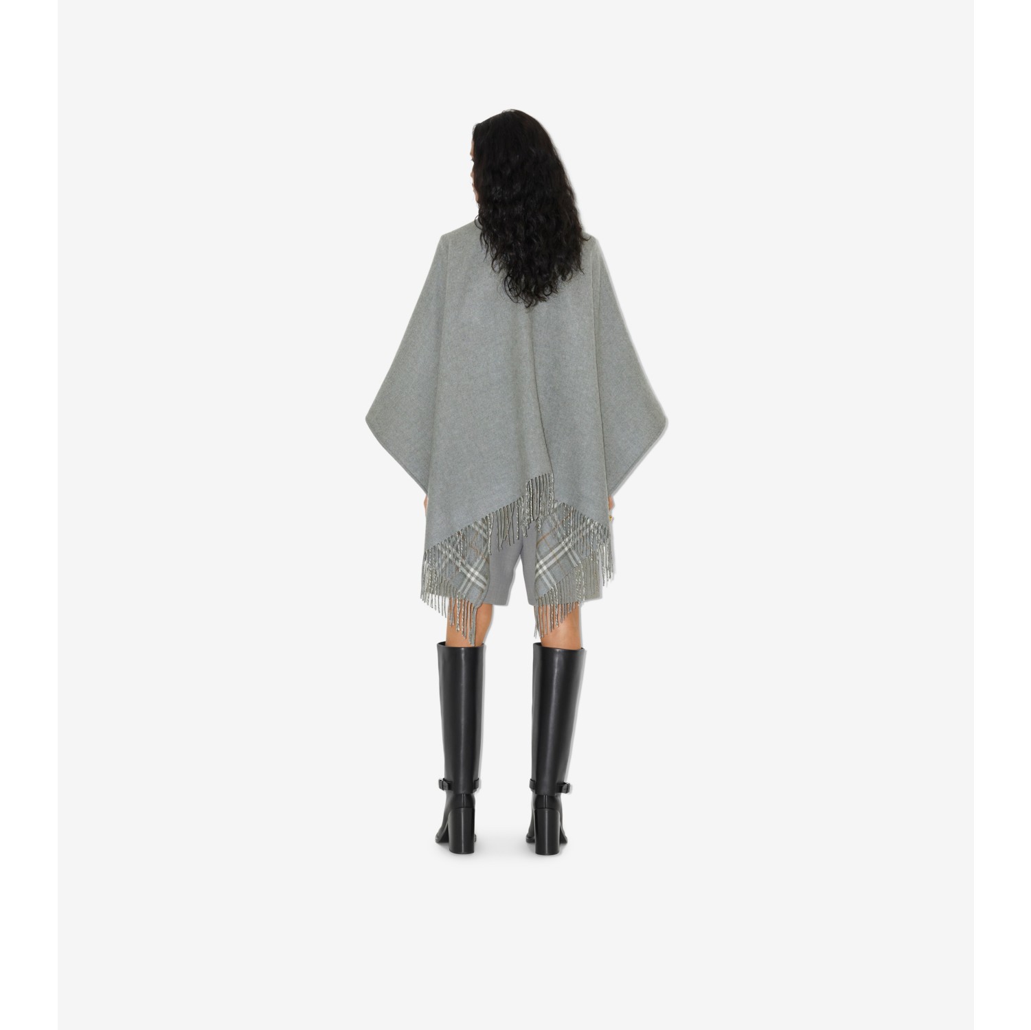 Check Wool Reversible Cape