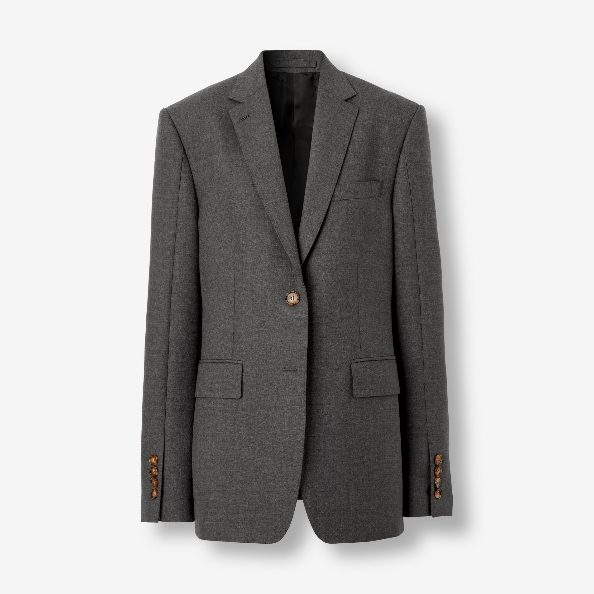 Wool Tailored Jacket in Dark Grey Melange - Women | Burberry® Official - 1