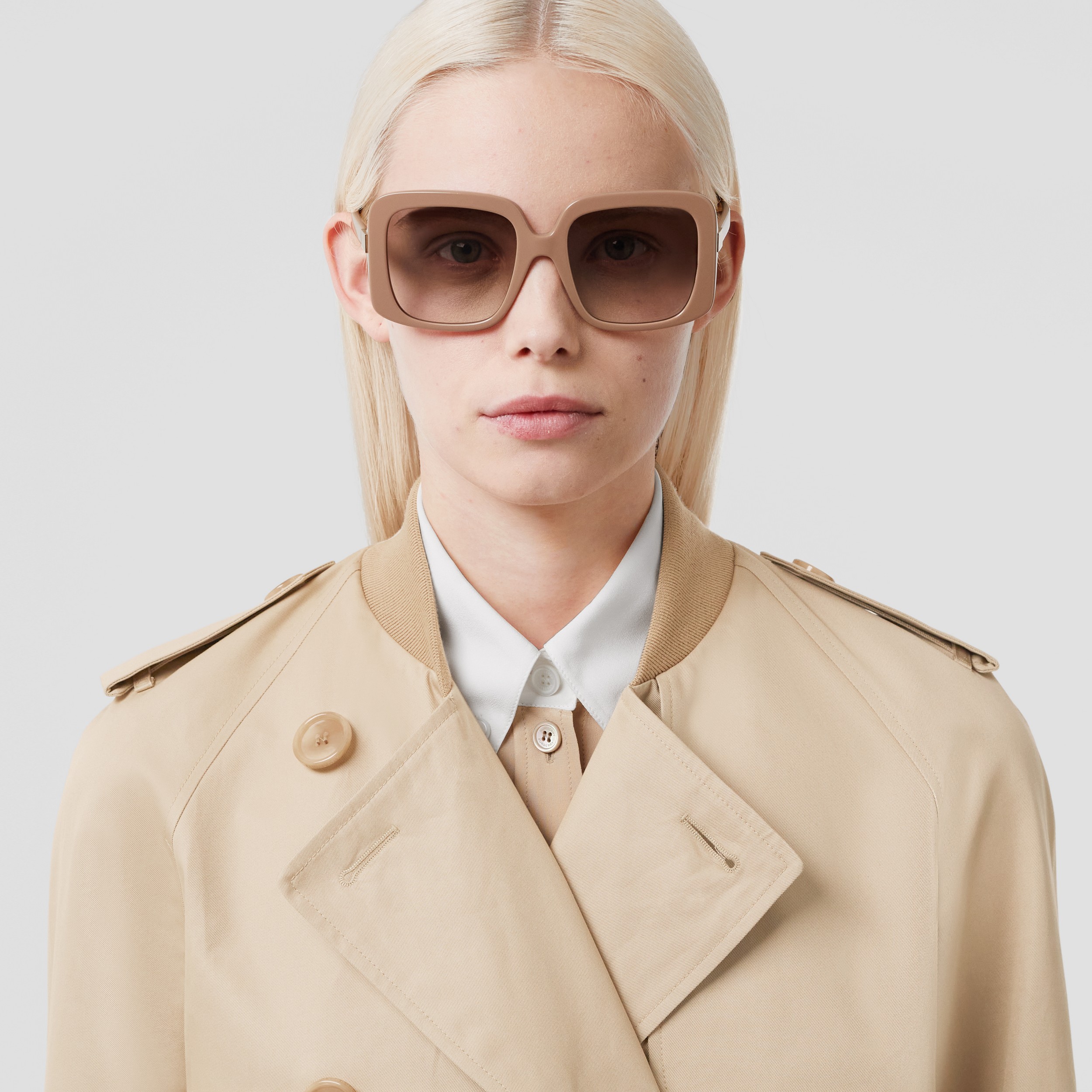 Cotton Gabardine Cropped Trench Coat in Soft Fawn - Women | Burberry® Official - 2