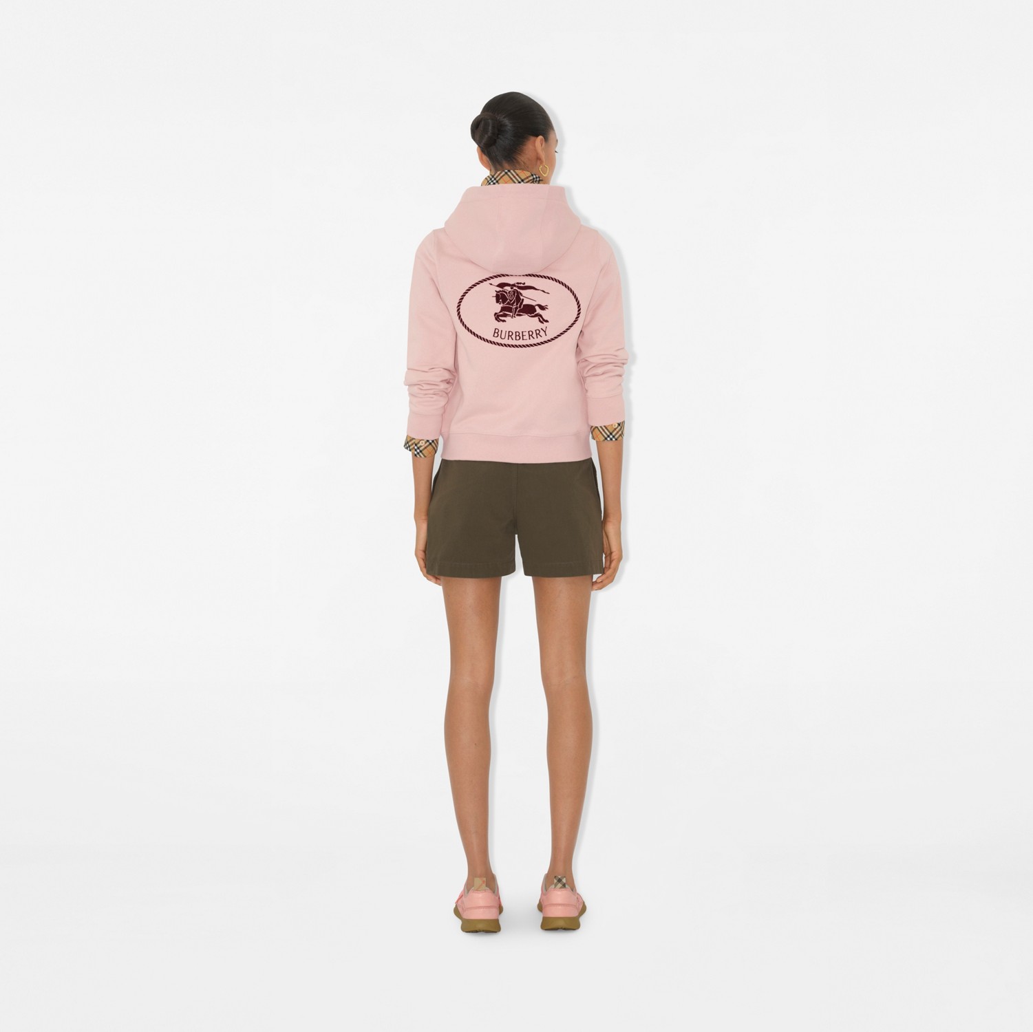 Knight Stamp Cotton Zip Hoodie in Bouquet - Women | Burberry Knight Stamp Cotton Zip Hoodie in Bouquet - Women | Burberry