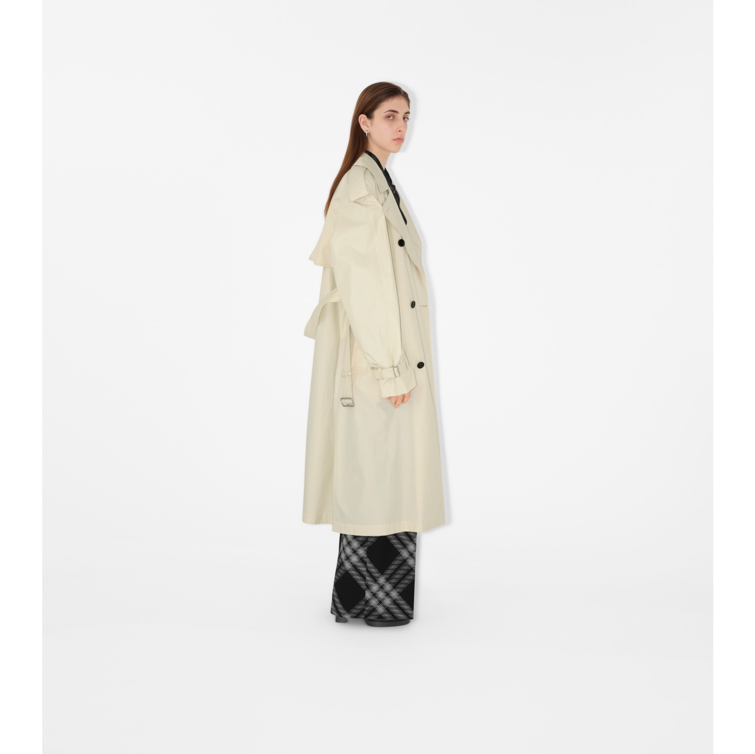 Langer Trenchcoat aus Gabardine