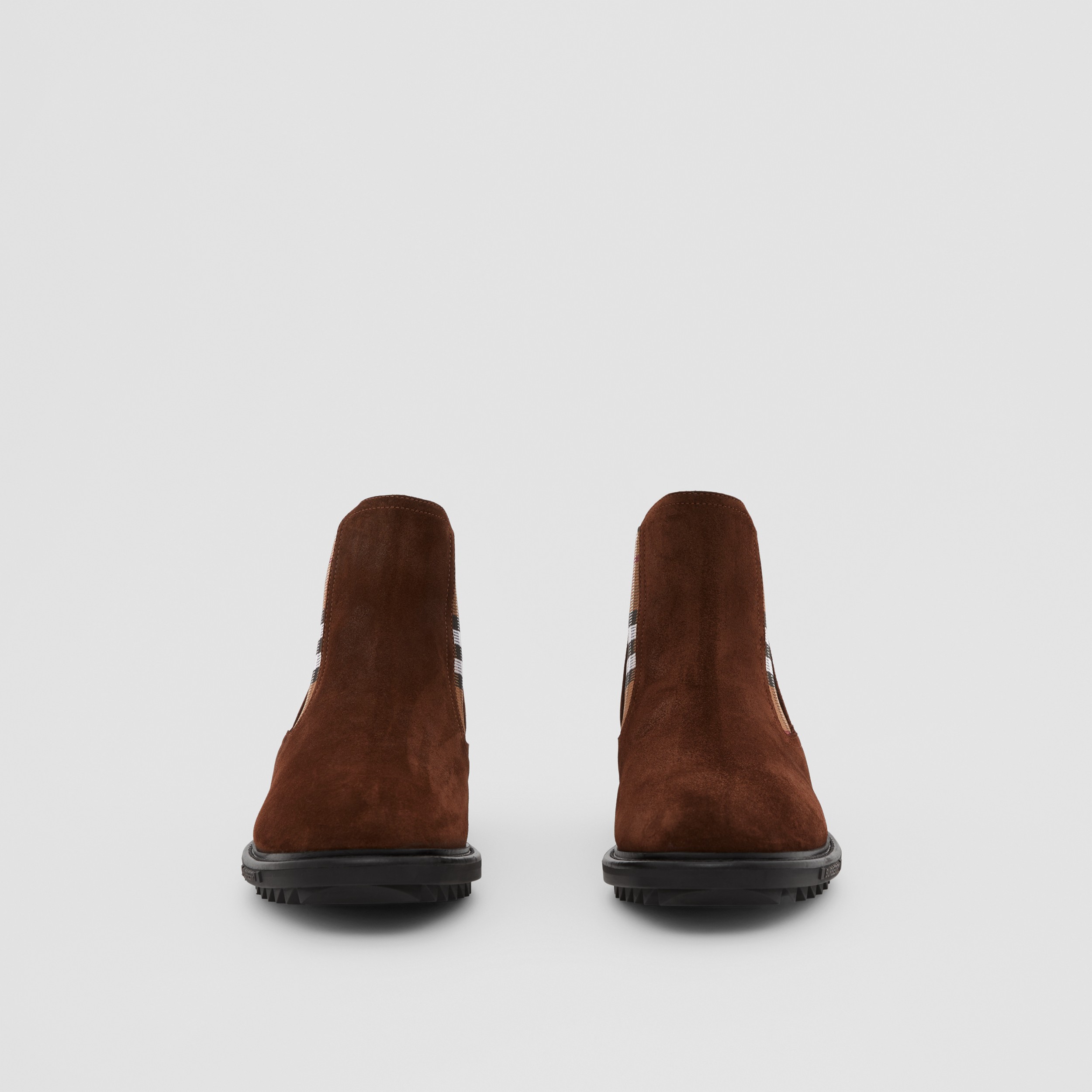 Vintage Check Detail Suede Chelsea Boots in Brown - Men | Burberry® Official - 4
