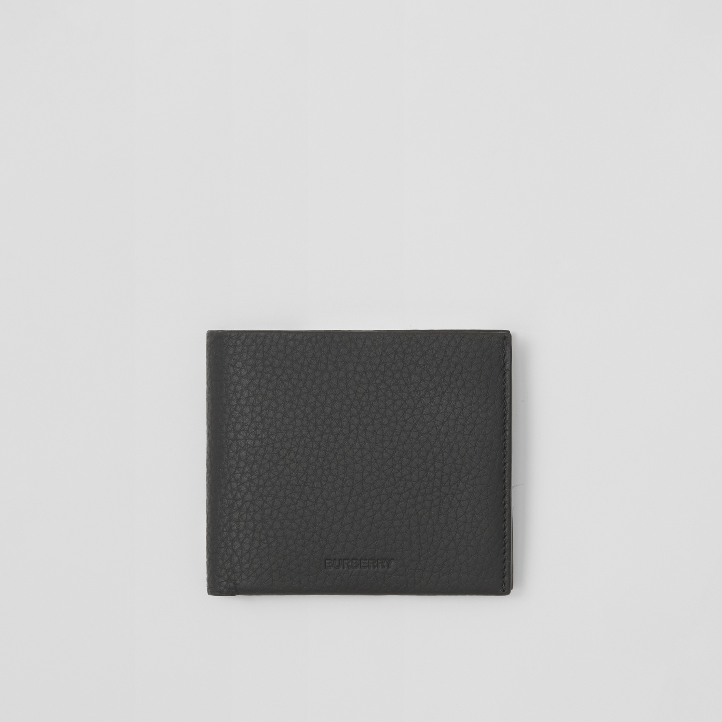 Grainy Leather International Bifold Coin Wallet in Black - Men | Burberry® Official - 1