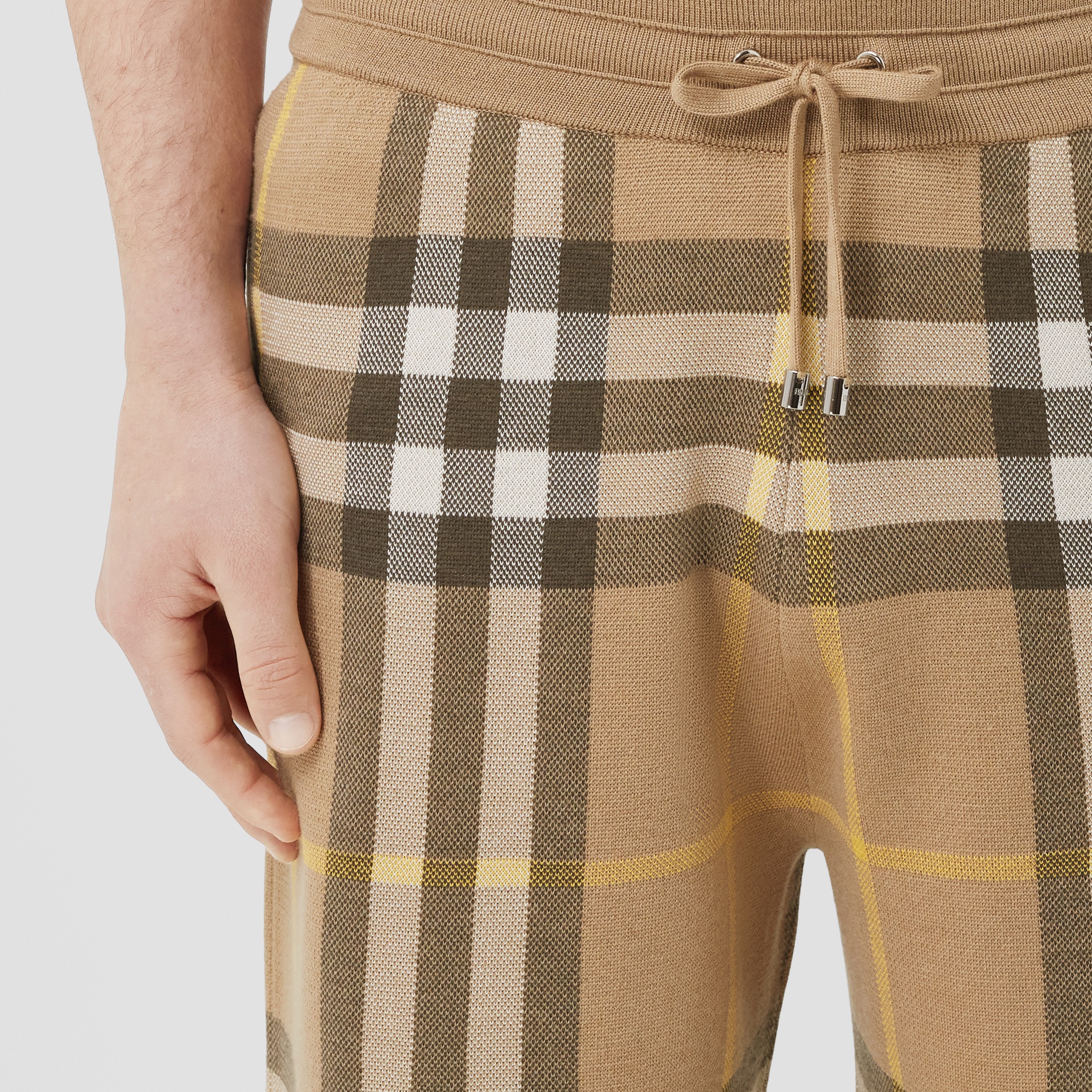 Check Silk Wool Jacquard Shorts in Truffle - Men | Burberry® Official - 2