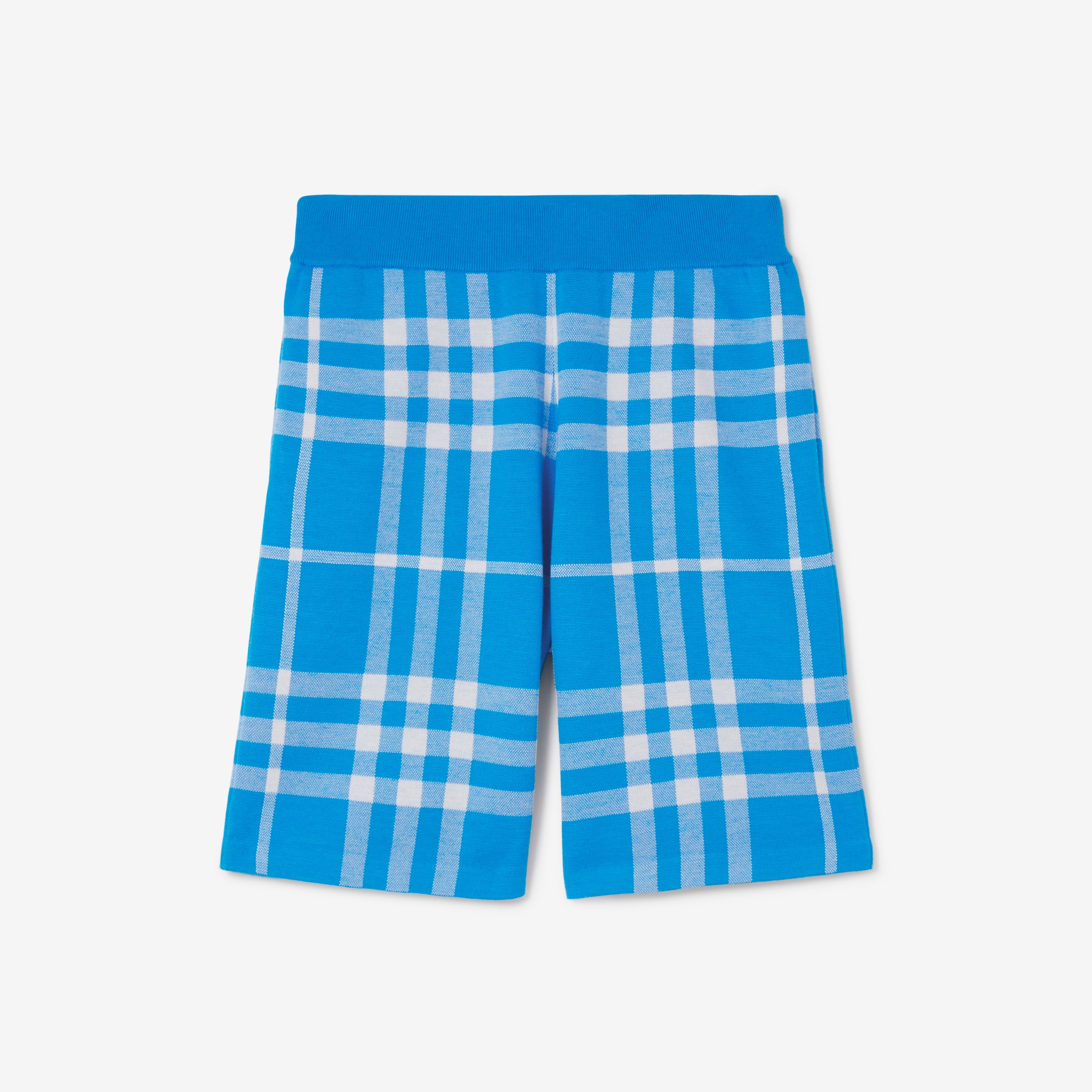 Bermuda de lã e seda com estampa xadrez em jacquard (Azul Vívido) - Homens | Burberry® oficial - 1