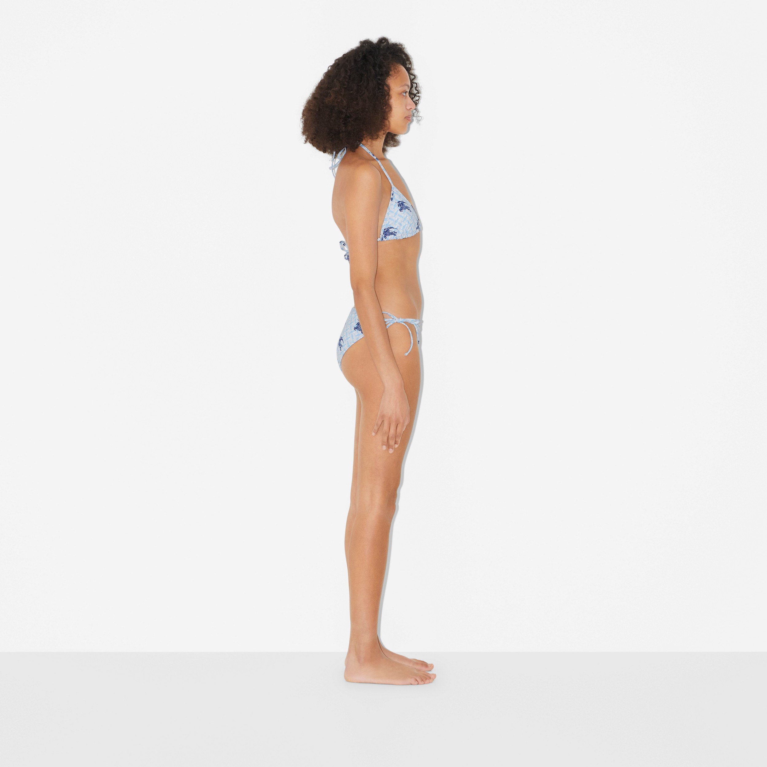 Bikini de triángulo en nailon elástico con monogramas TB y EKD (Azul Marino) - Mujer | Burberry® oficial - 3