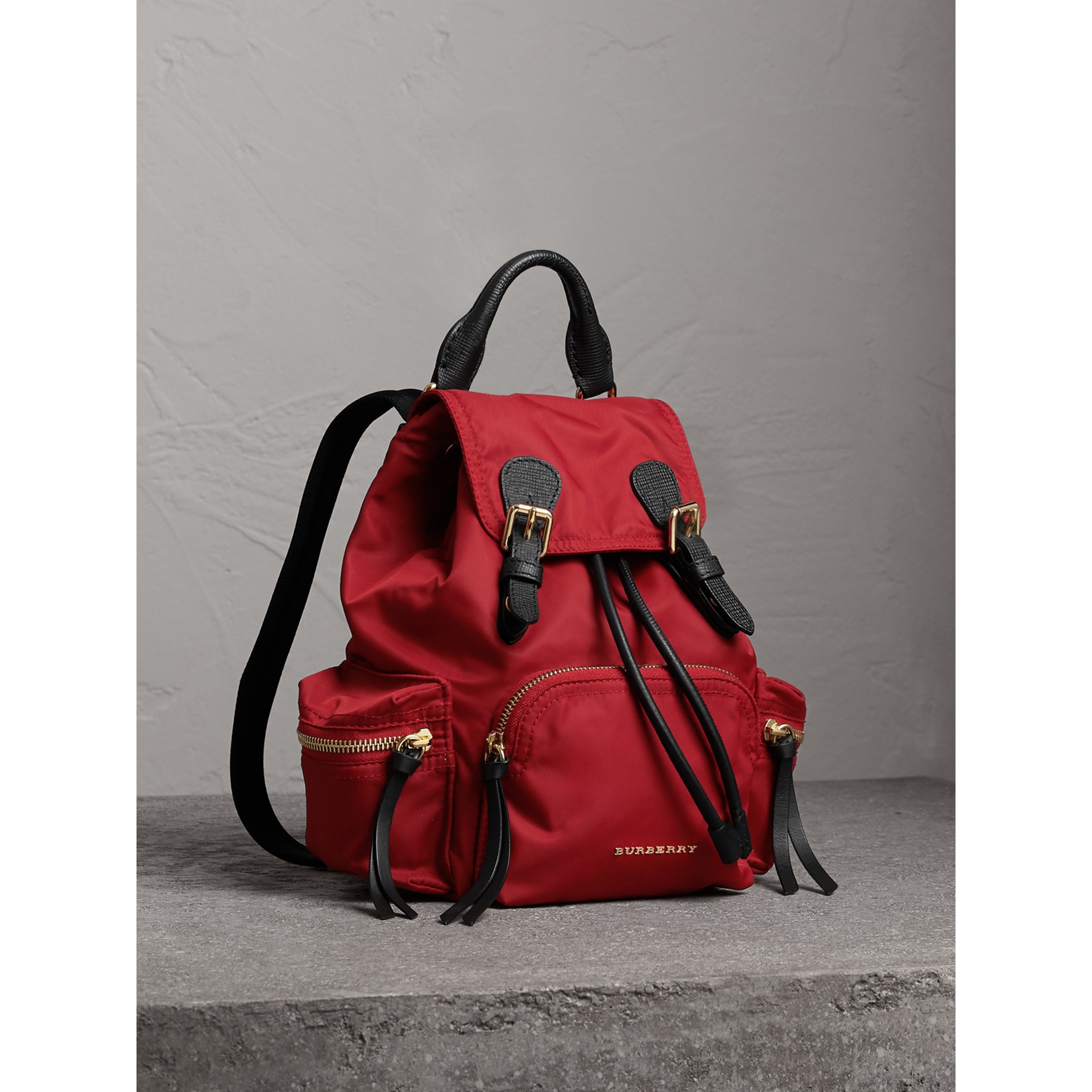 BURBERRY The Small Rucksack in Technical Nylon and Leather