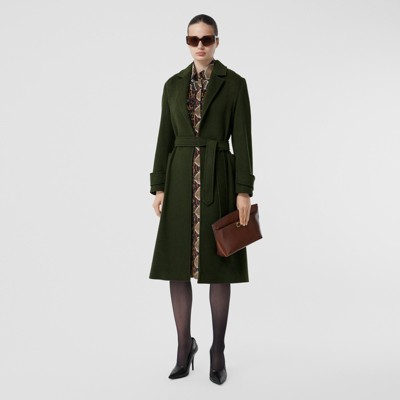 Cashmere Wrap Coat in Forest Green 