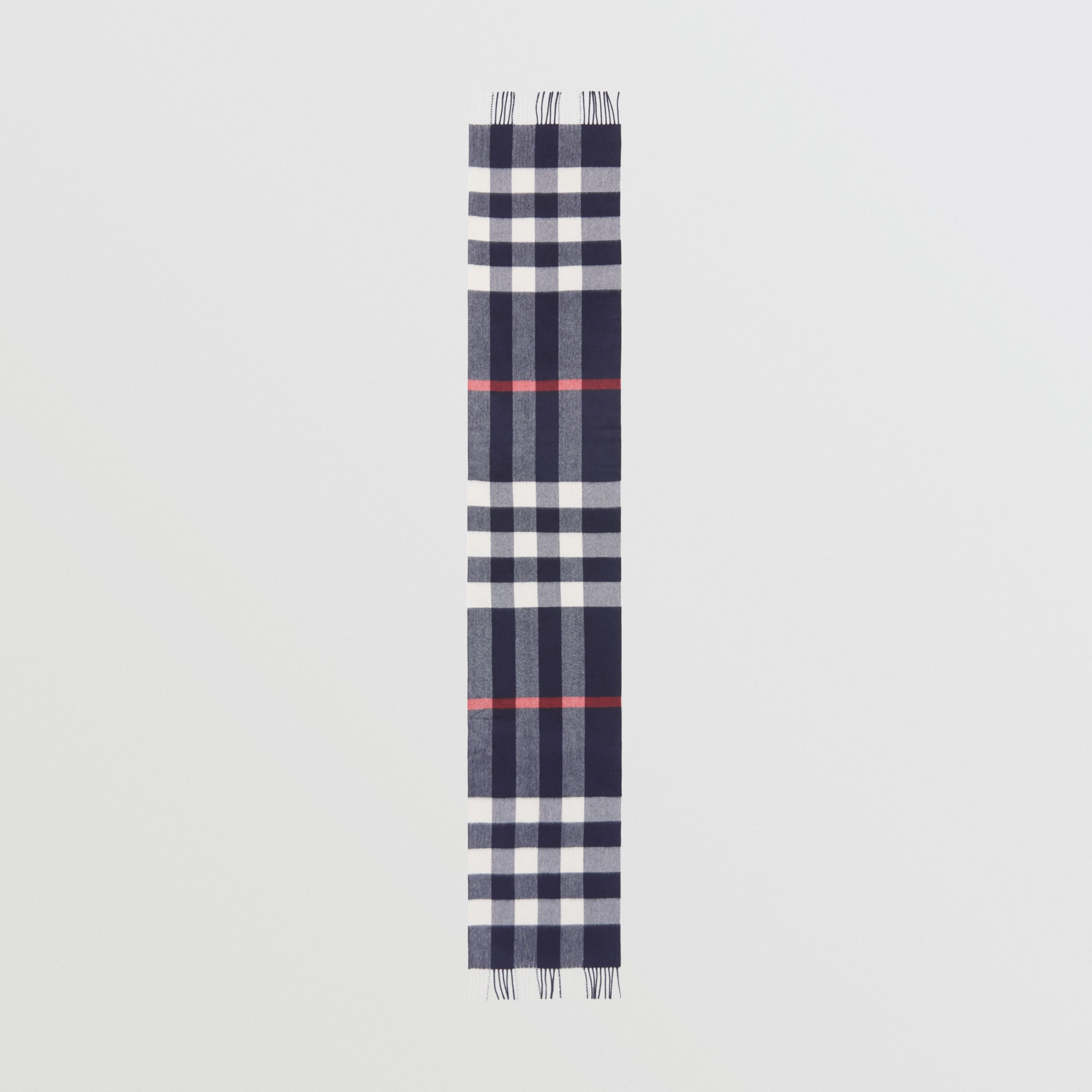 Check Cashmere Scarf in Navy | Burberry® Official