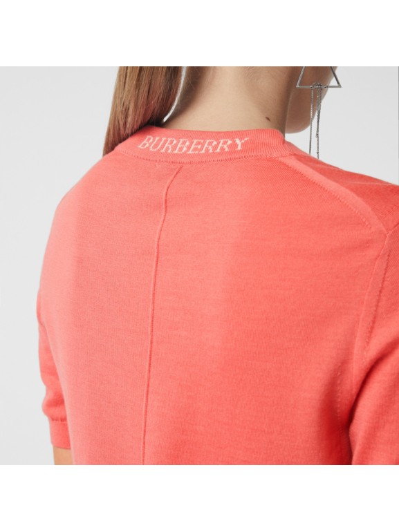 Crew Neck Merino Wool Sweater in Coral - Women | Burberry United States