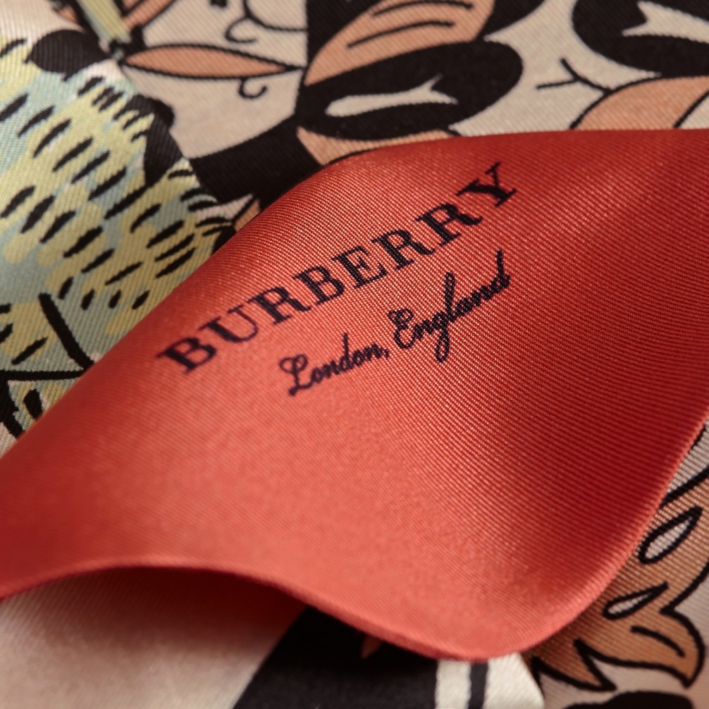 怪兽印花长丝巾 (古典灰褐粉红) - 女士 | burberry 博柏利