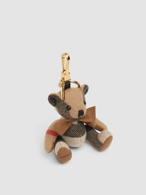 Shop Burberry Thomas Bear Charm With Bow Tie In Archive Beige