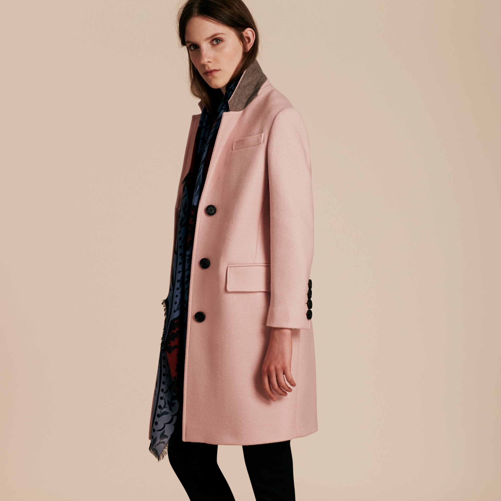 Boiled Wool Tailored Coat in Chalk Pink - Women | Burberry United Kingdom