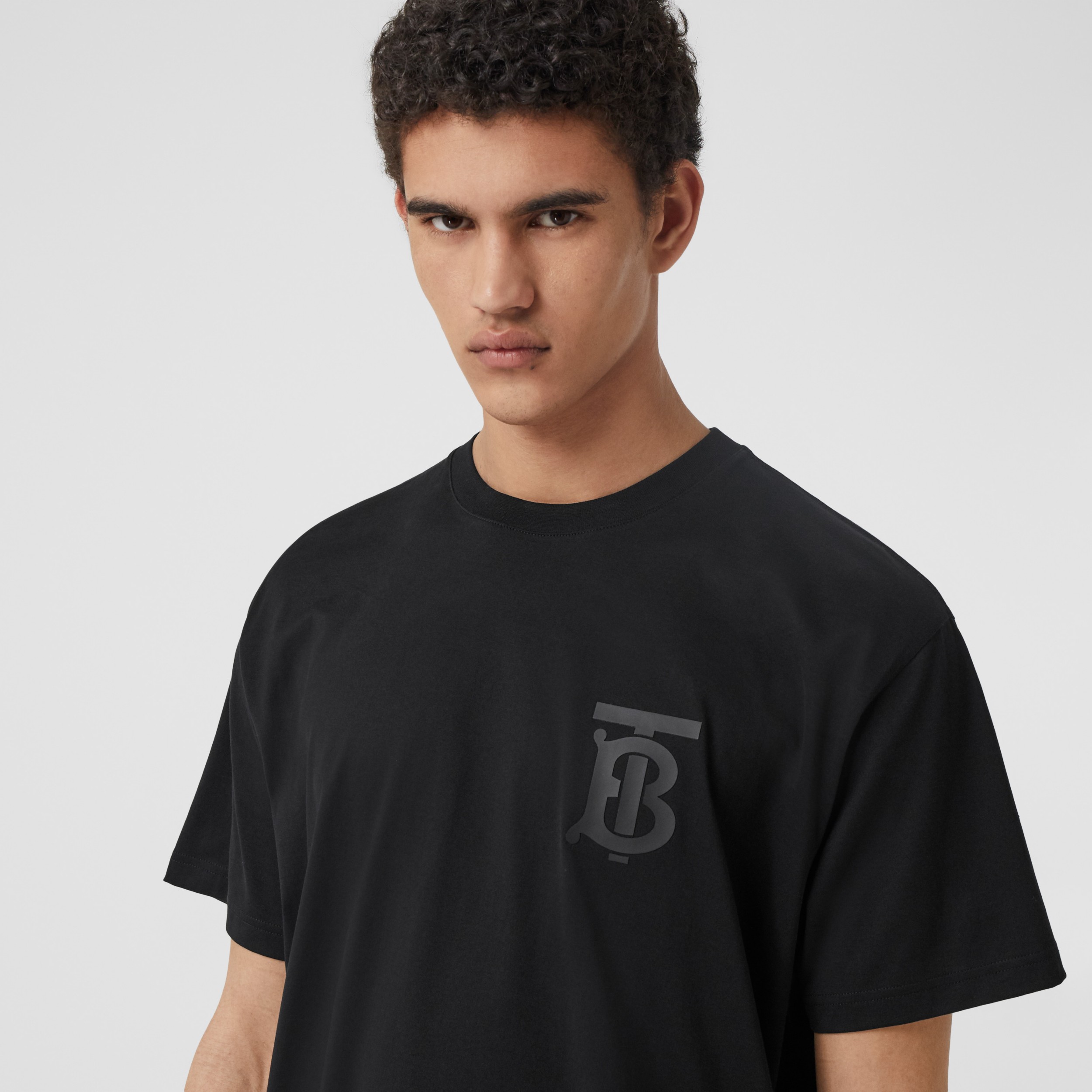 Monogram Motif Cotton Oversized T-shirt in Black - Men | Burberry ...