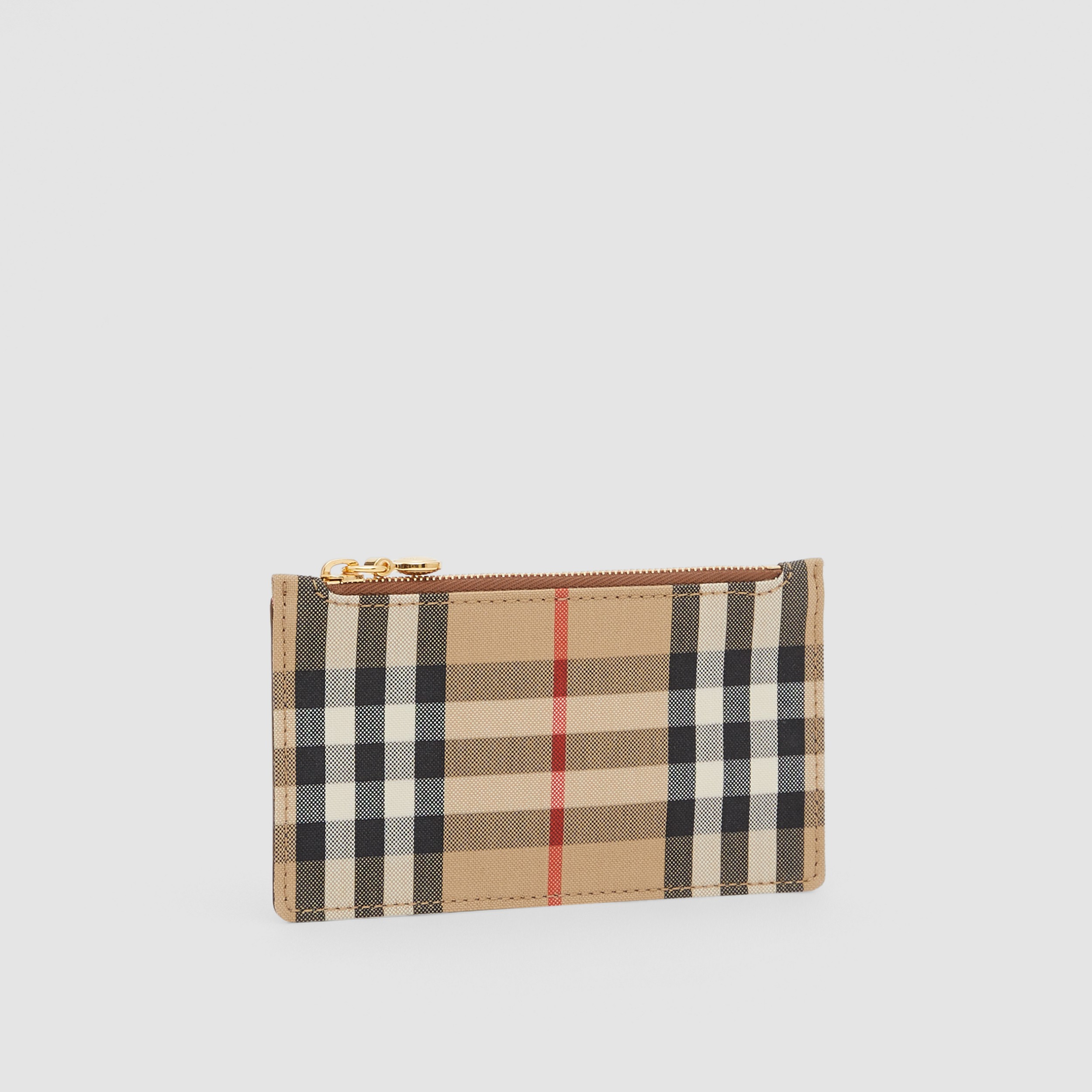 Vintage Check and Leather Zip Card Case in Tan - Women | Burberry® Official - 4