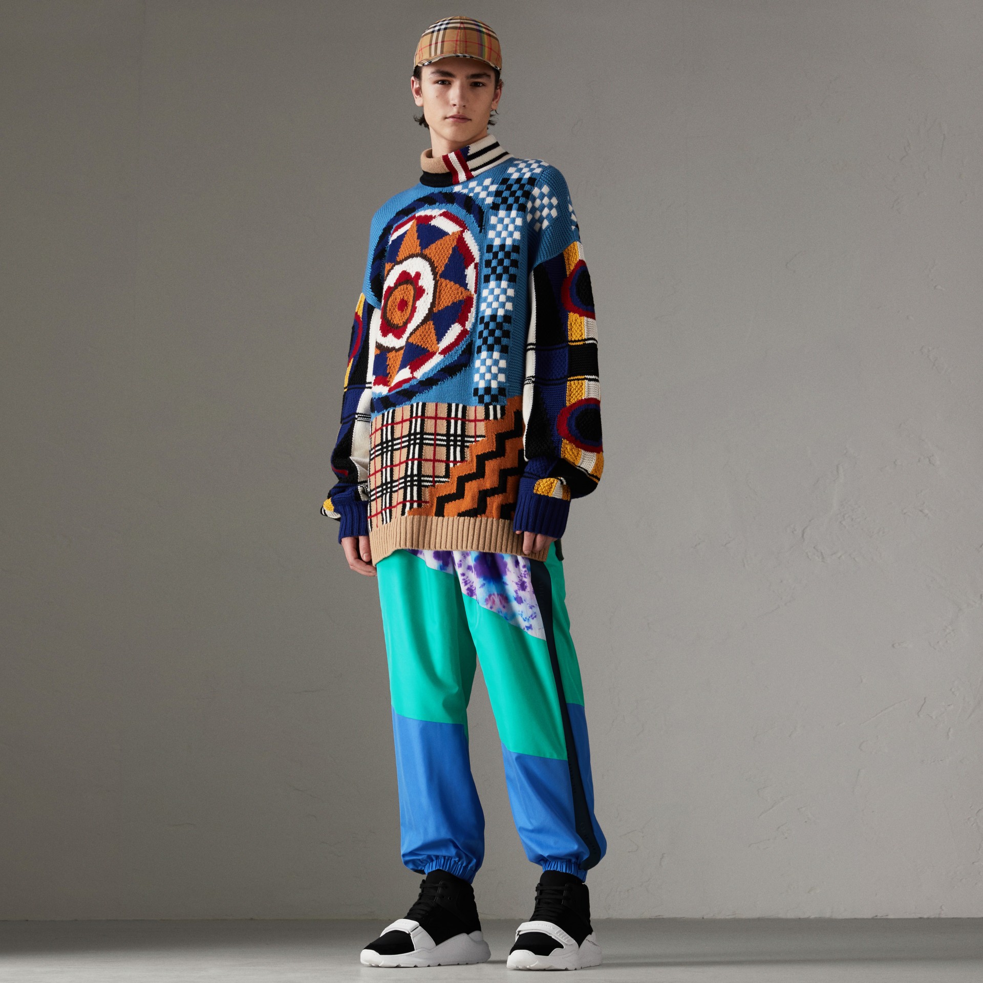 Tiedye Silk Shell Suit Pants in Turquoise Burberry United Kingdom