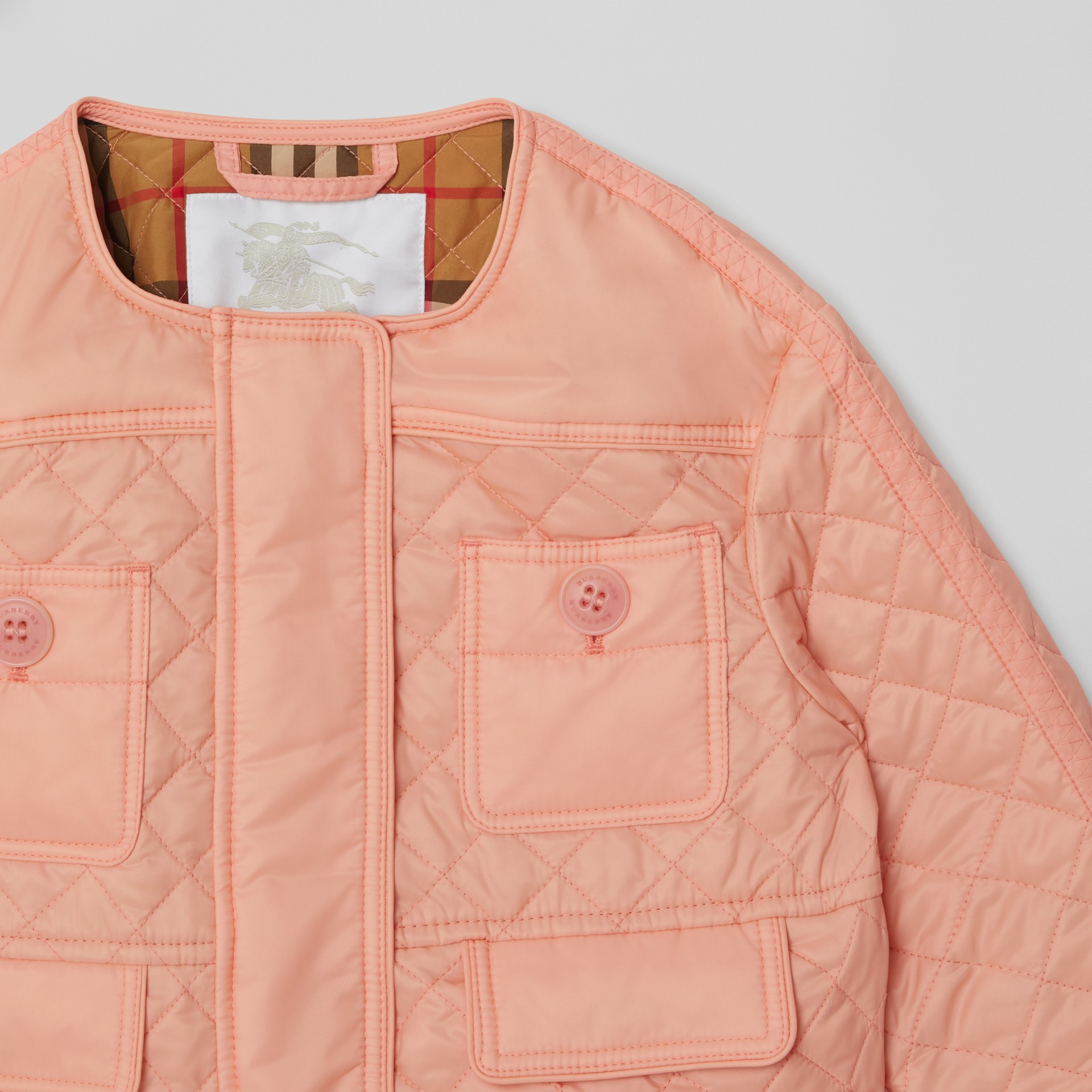 Lightweight Diamond Quilted Jacket in Apricot Pink Burberry United States