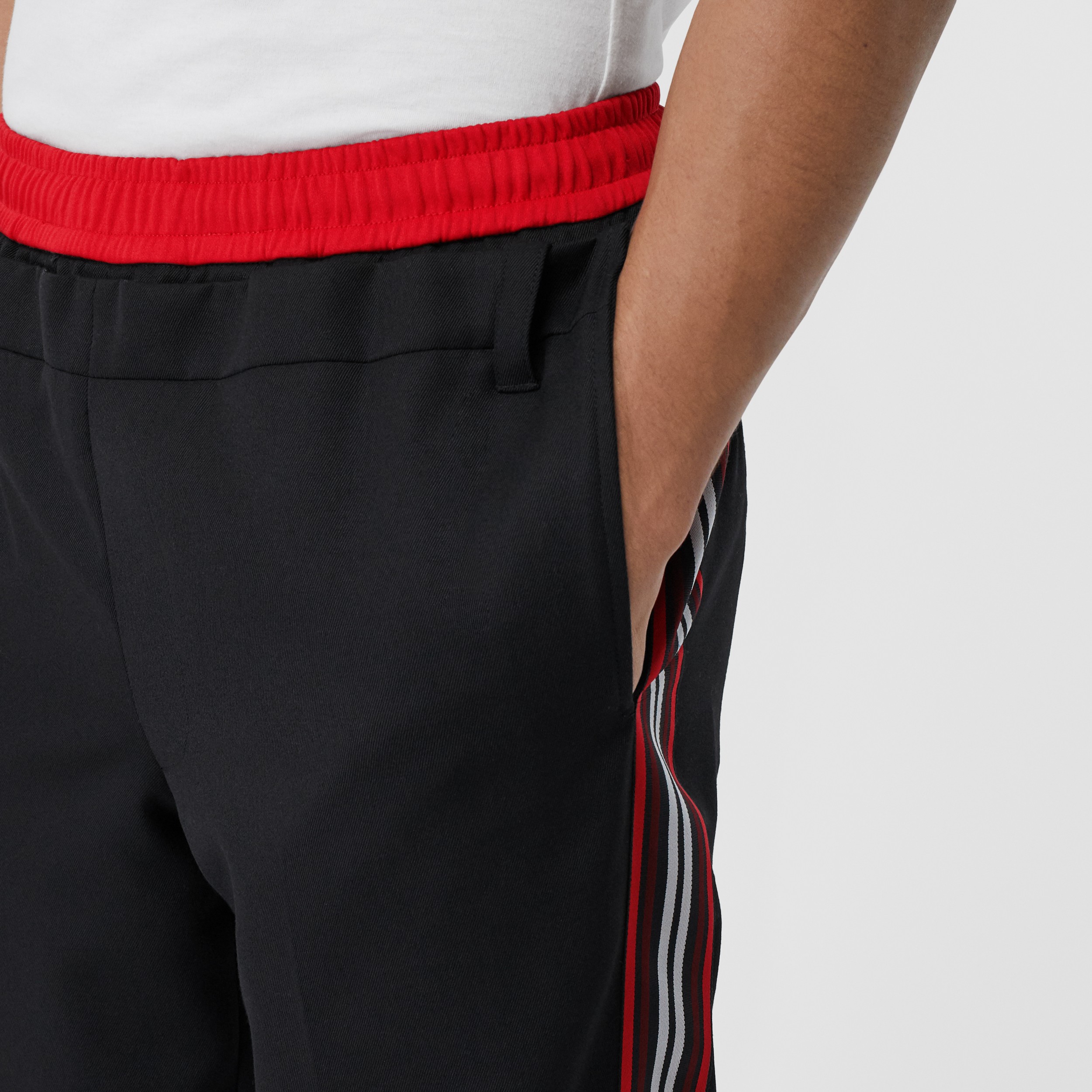 Classic Fit Stripe Detail Double-waist Wool Trousers in Black - Men | Burberry United States