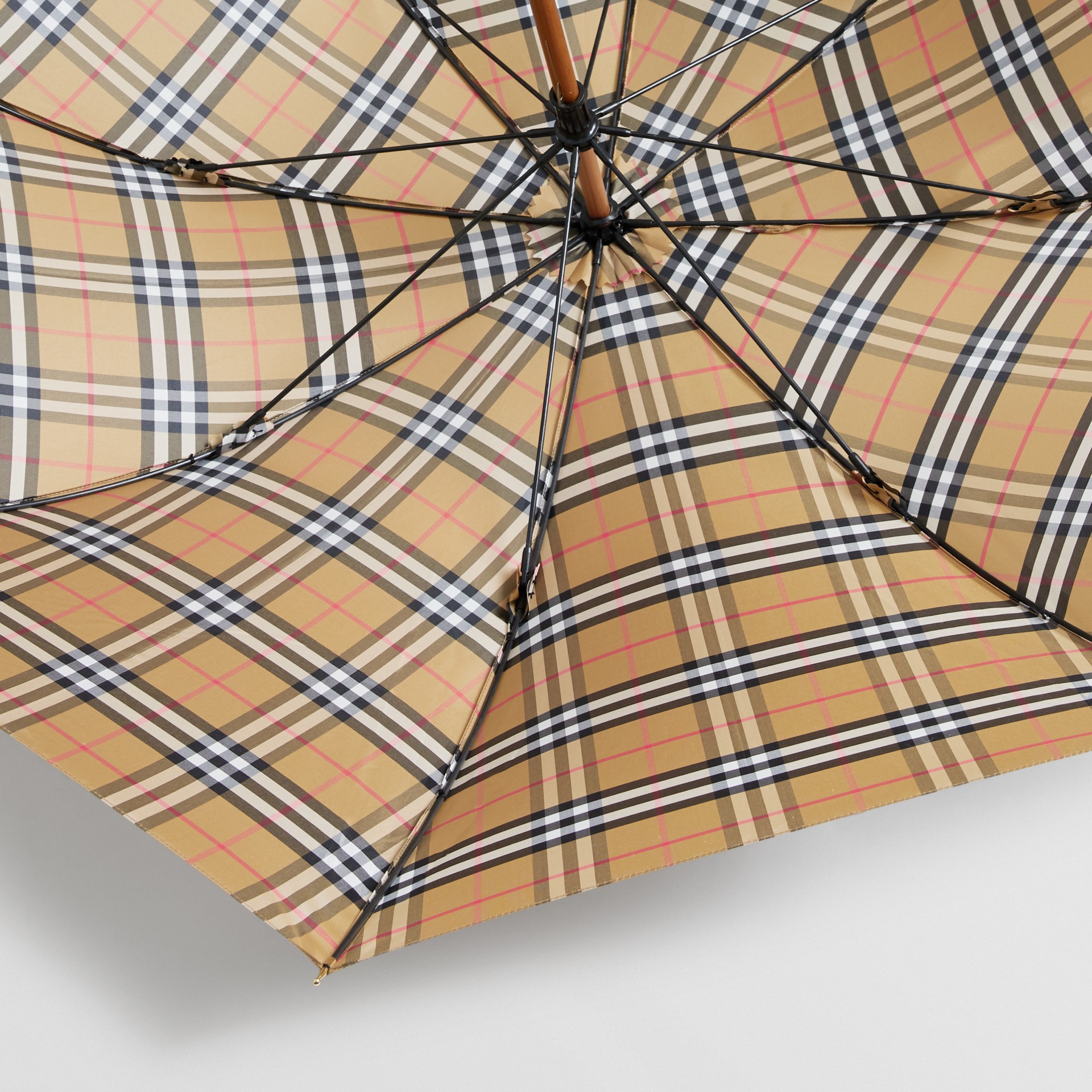 Vintage Check Walking Umbrella in Antique Yellow/black Burberry United States