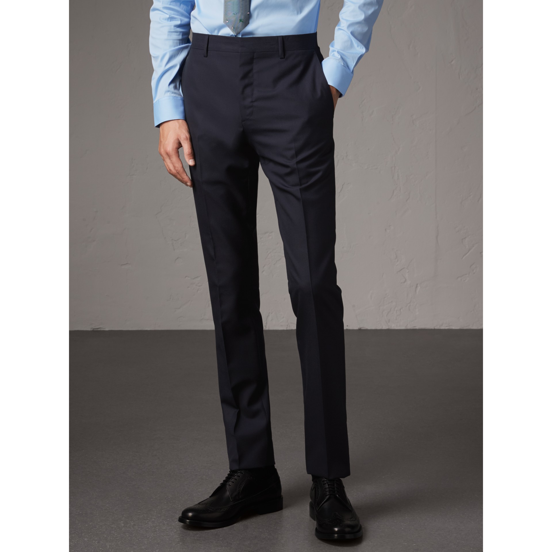 Slim Fit Wool Suit In Navy Men Burberry United States 