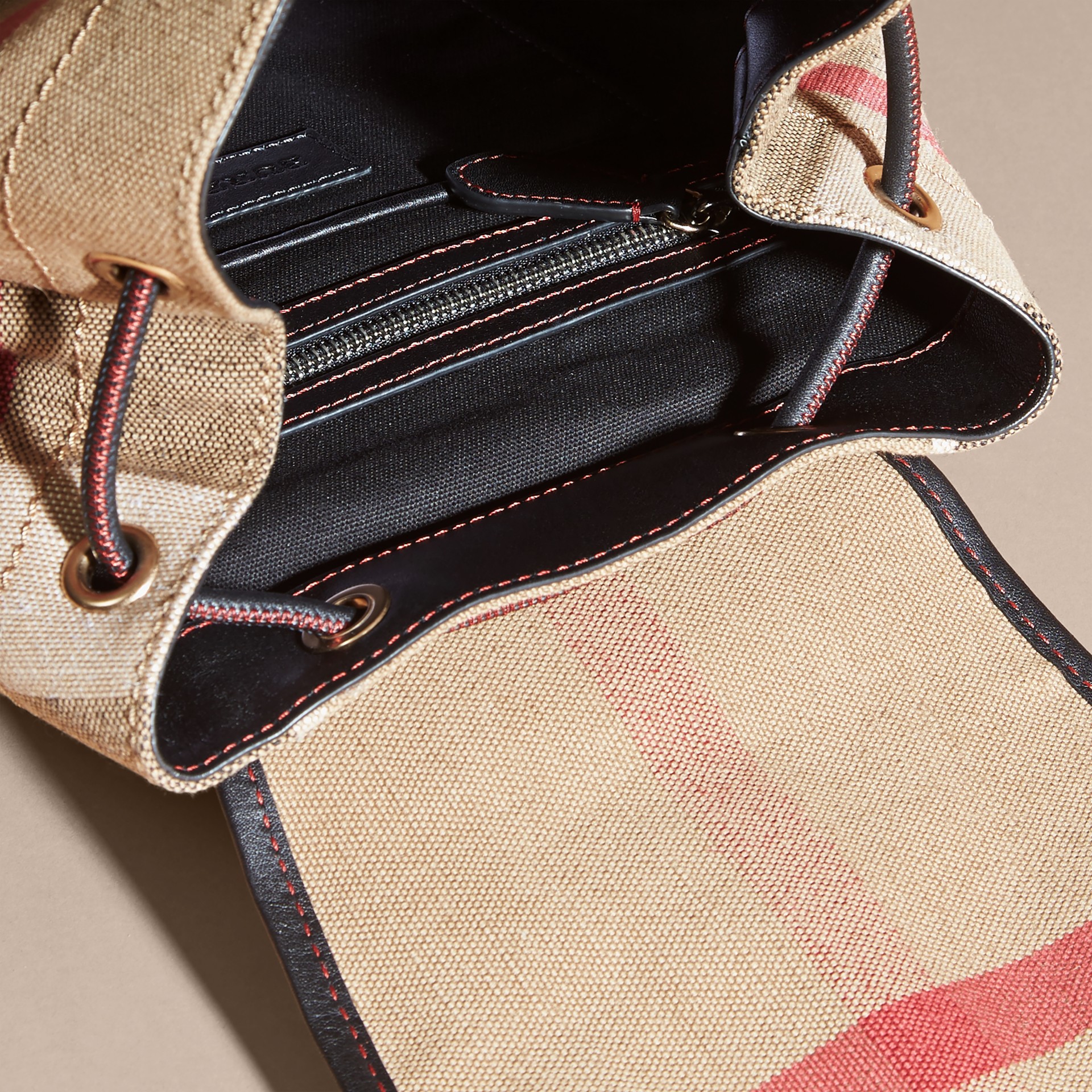 The Medium Rucksack in Canvas Check with Sequinned Heart Burberry