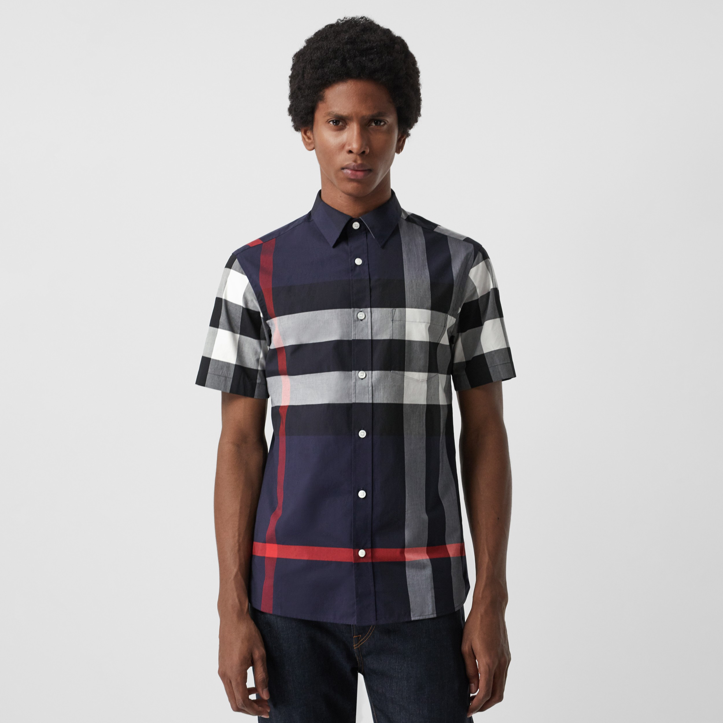 mens short sleeve check shirt