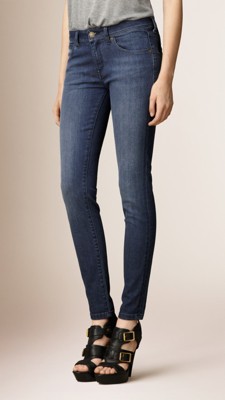 denim blue skinny fit low-rise stonewashed jeans - image 1