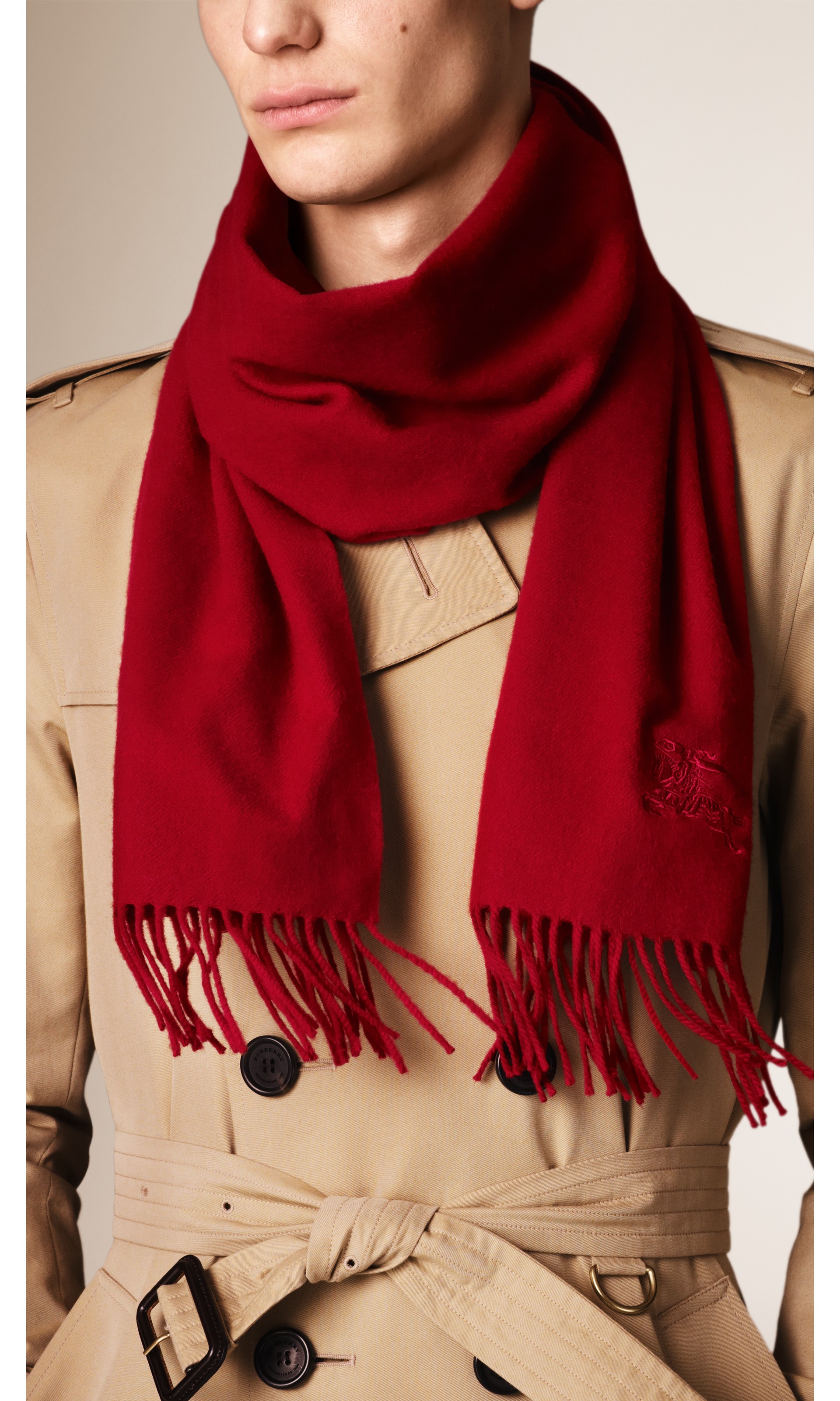 Heritage Cashmere Scarf In Parade Red Burberry United Kingdom