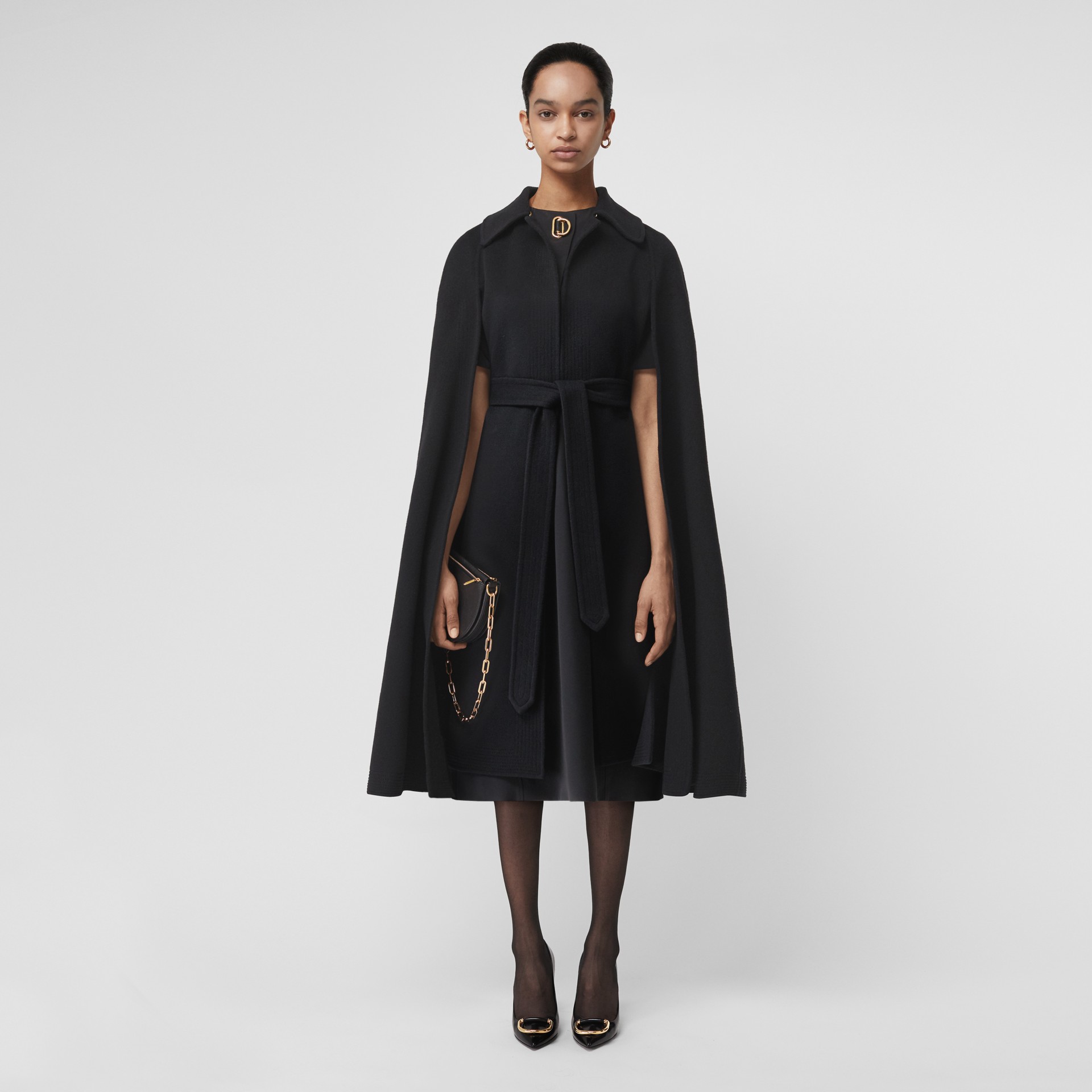 Double-faced Cashmere Belted Cape in Black - Women | Burberry United States