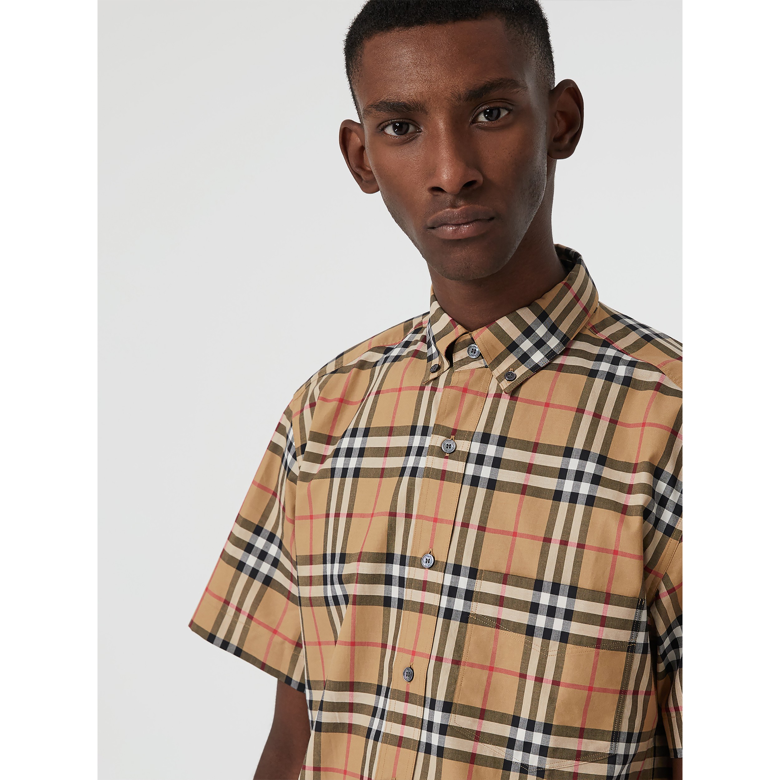 Short-sleeve Vintage Check Shirt in Antique Yellow - Men | Burberry ...