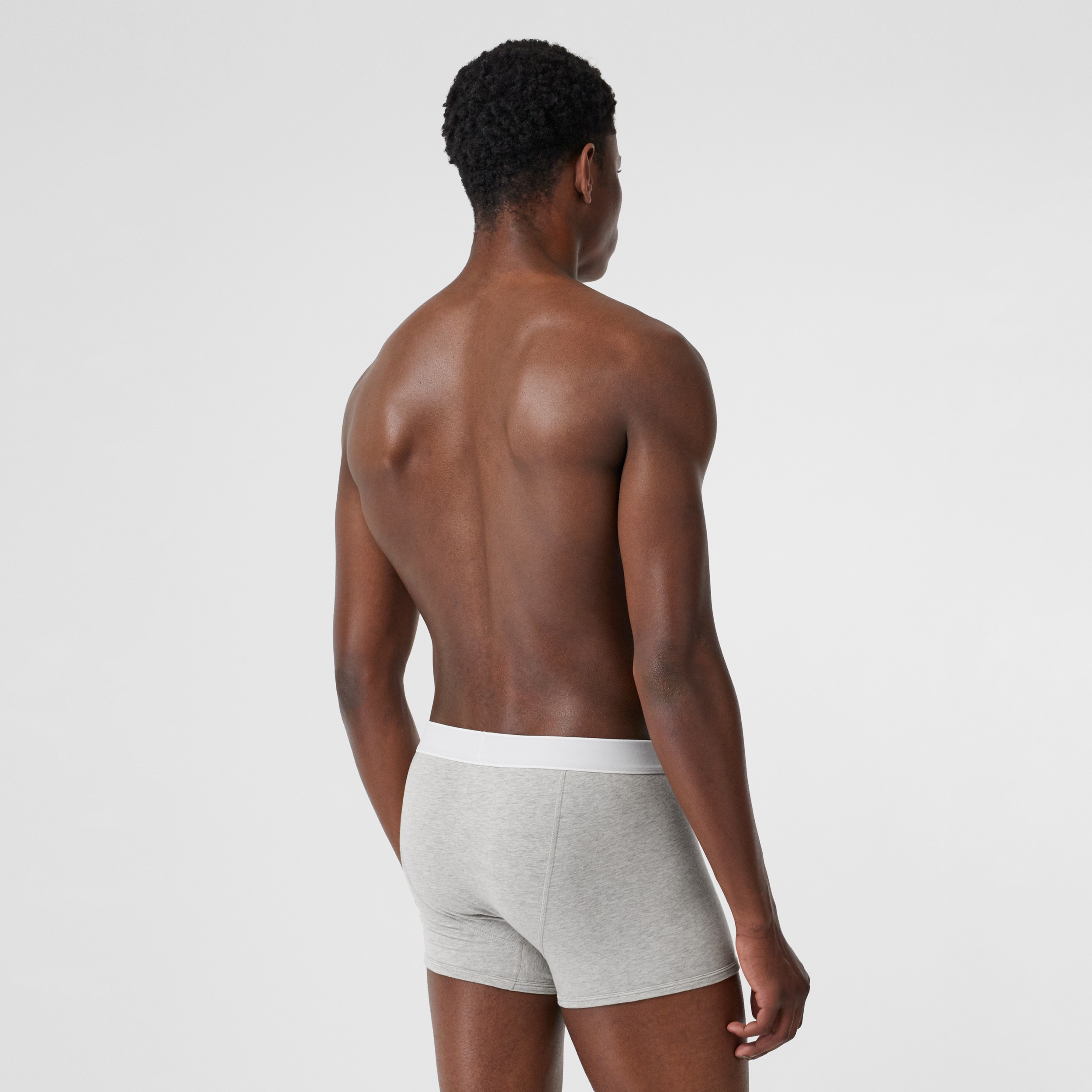 Logo Detail Stretch Cotton Boxer Shorts in Pale Grey Melange - Men | Burberry® Official - 2