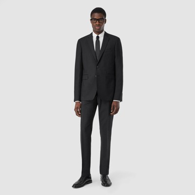 Slim Fit Wool Mohair Suit in Black 