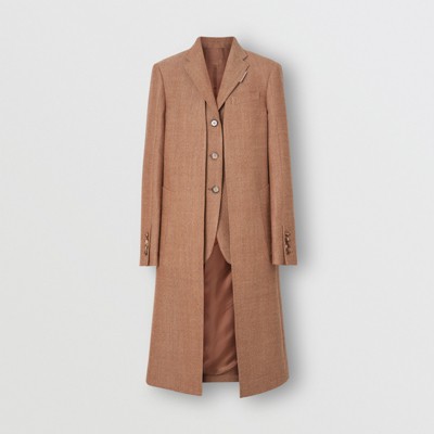 burberry brown single breasted tailored coat