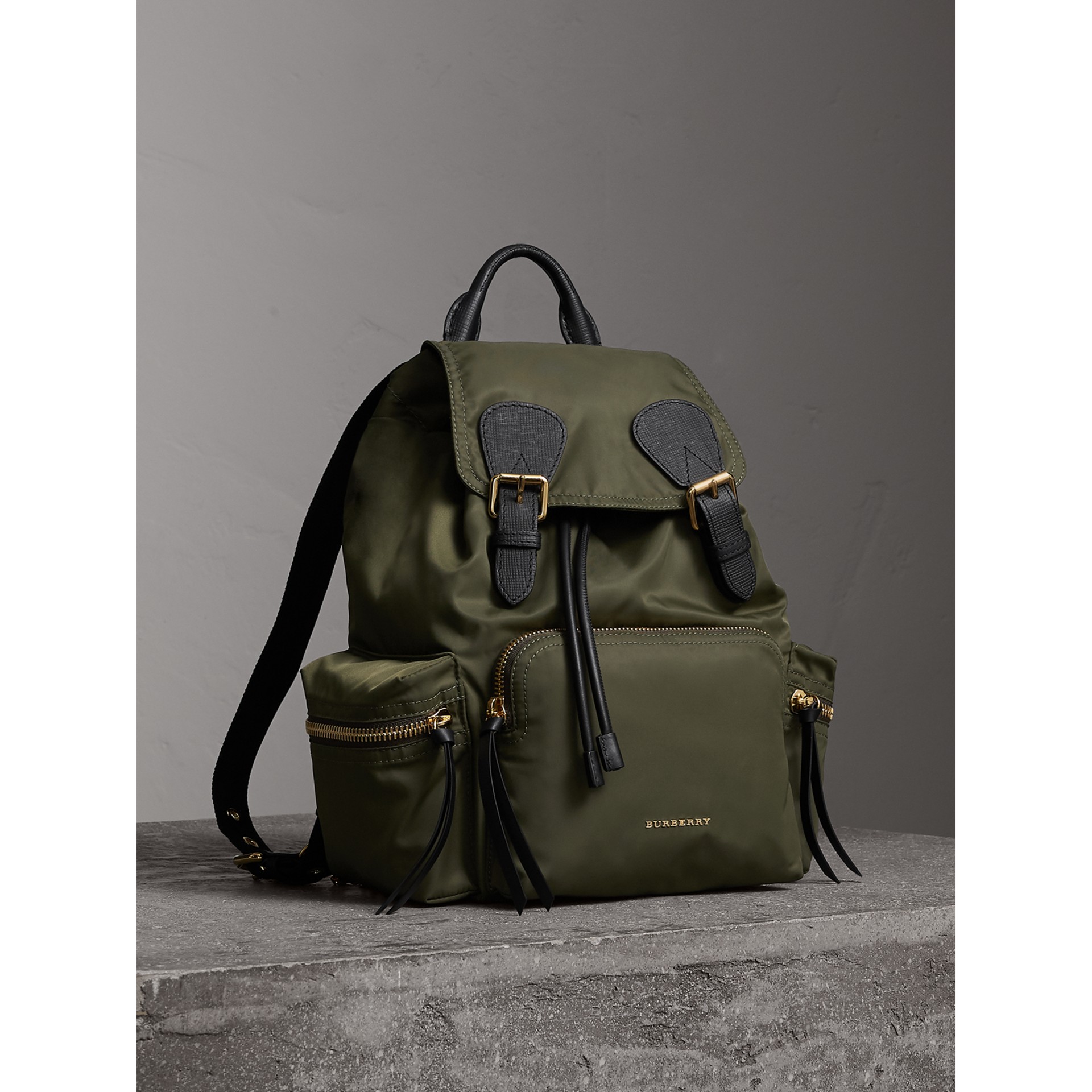 BURBERRY The Medium Rucksack in Technical Nylon and Leather