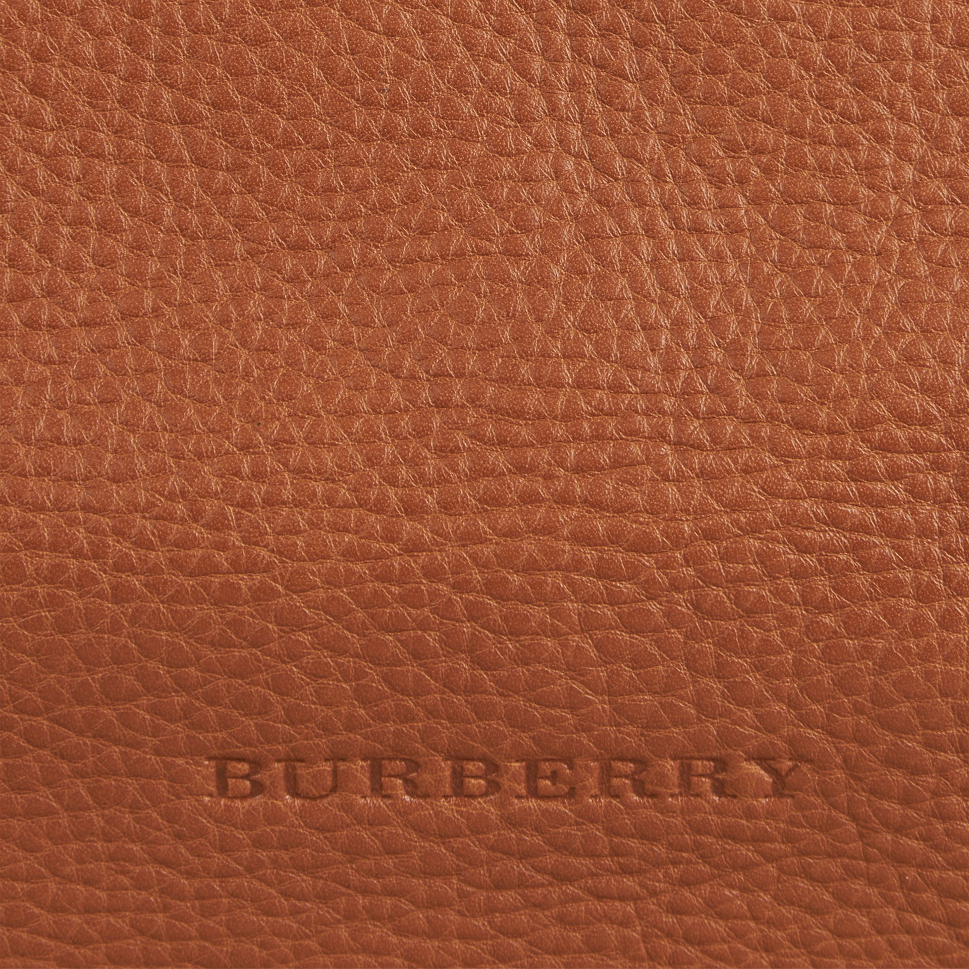 Medium Check Detail Leather Tote Bag Saddle Brown | Burberry