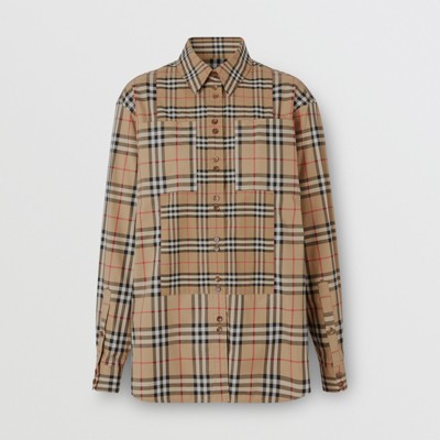 Contrast Check Stretch Cotton Shirt in 