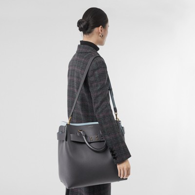 Large Leather Belt Bag in Charcoal Grey 