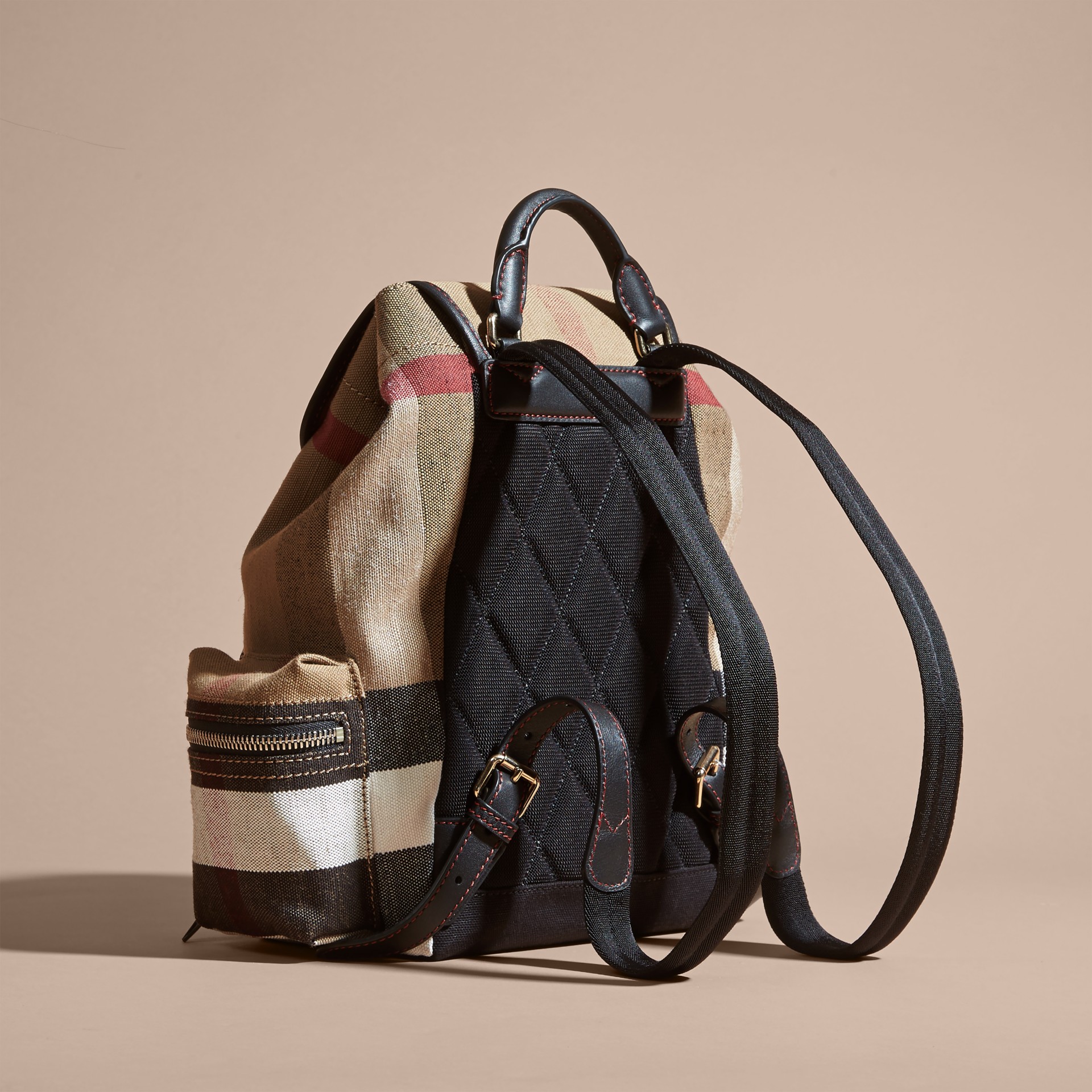 The Medium Rucksack in Canvas Check with Sequinned Heart Burberry